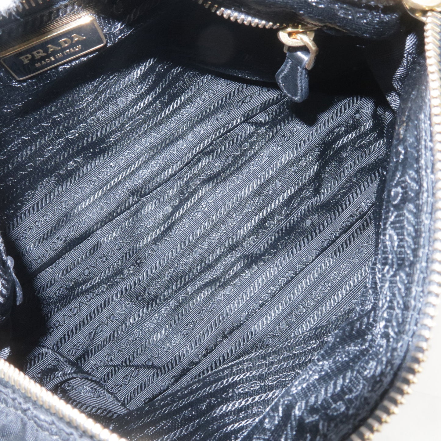 PRADA Logo Nylon Enamel Shoulder Bag Hand Bag Black BR3774
