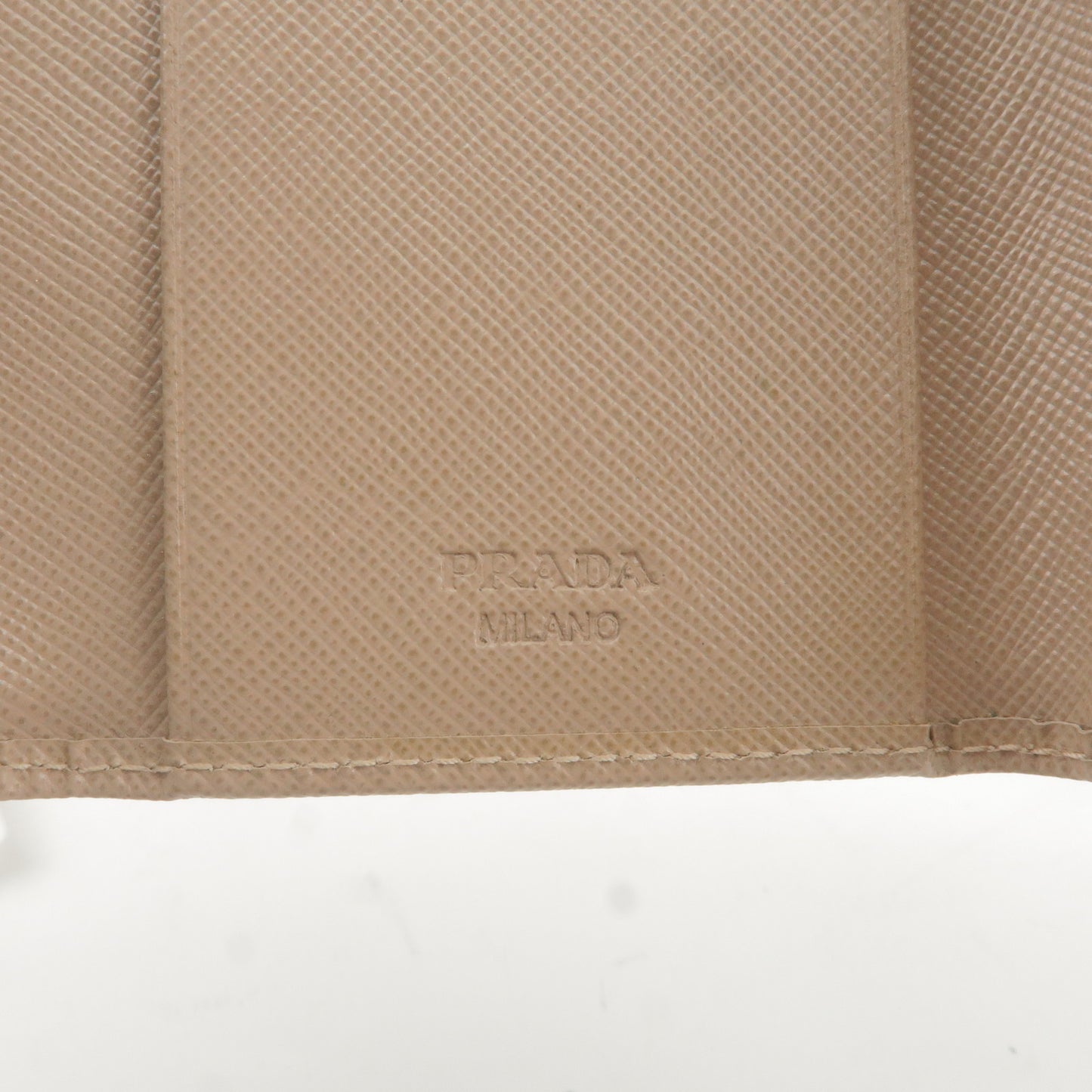 PRADA Leather 6 Key Case Key Holder Beige 1M0222