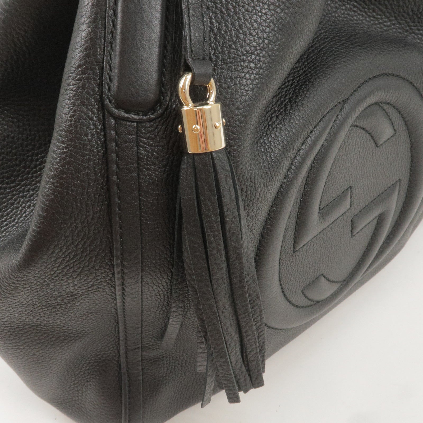 Gucci Vintage - Patent Soho Top Handle Bag - Black - Leather