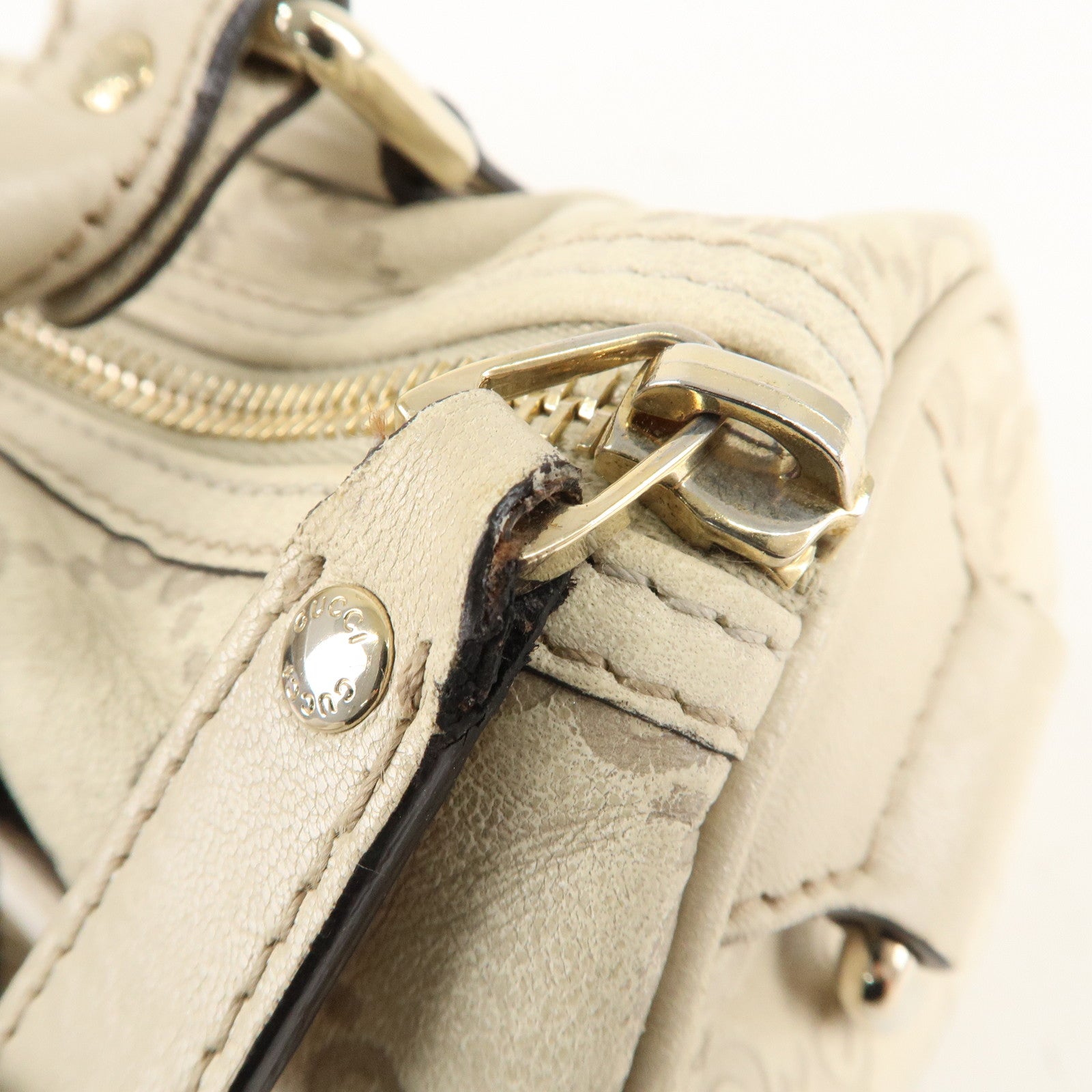 トートバッグ GUCCI Ivory Leather Mini Petite Gg Handbag GUCCI GG Supreme Monogram Textured Dollar Calfskin Mini