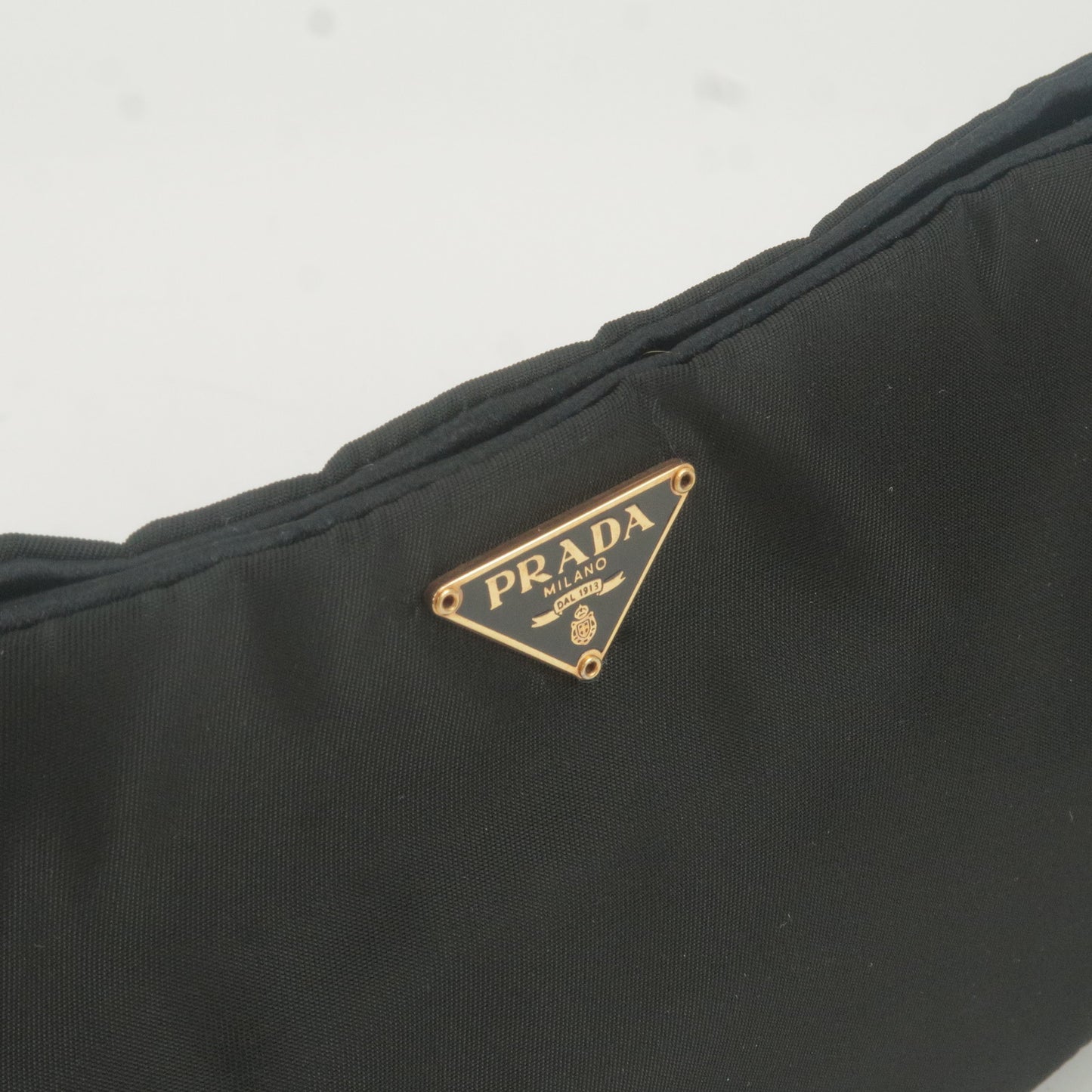 PRADA Nylon Chain Shoulder Bag Rose Gold NERO Black 1BB903