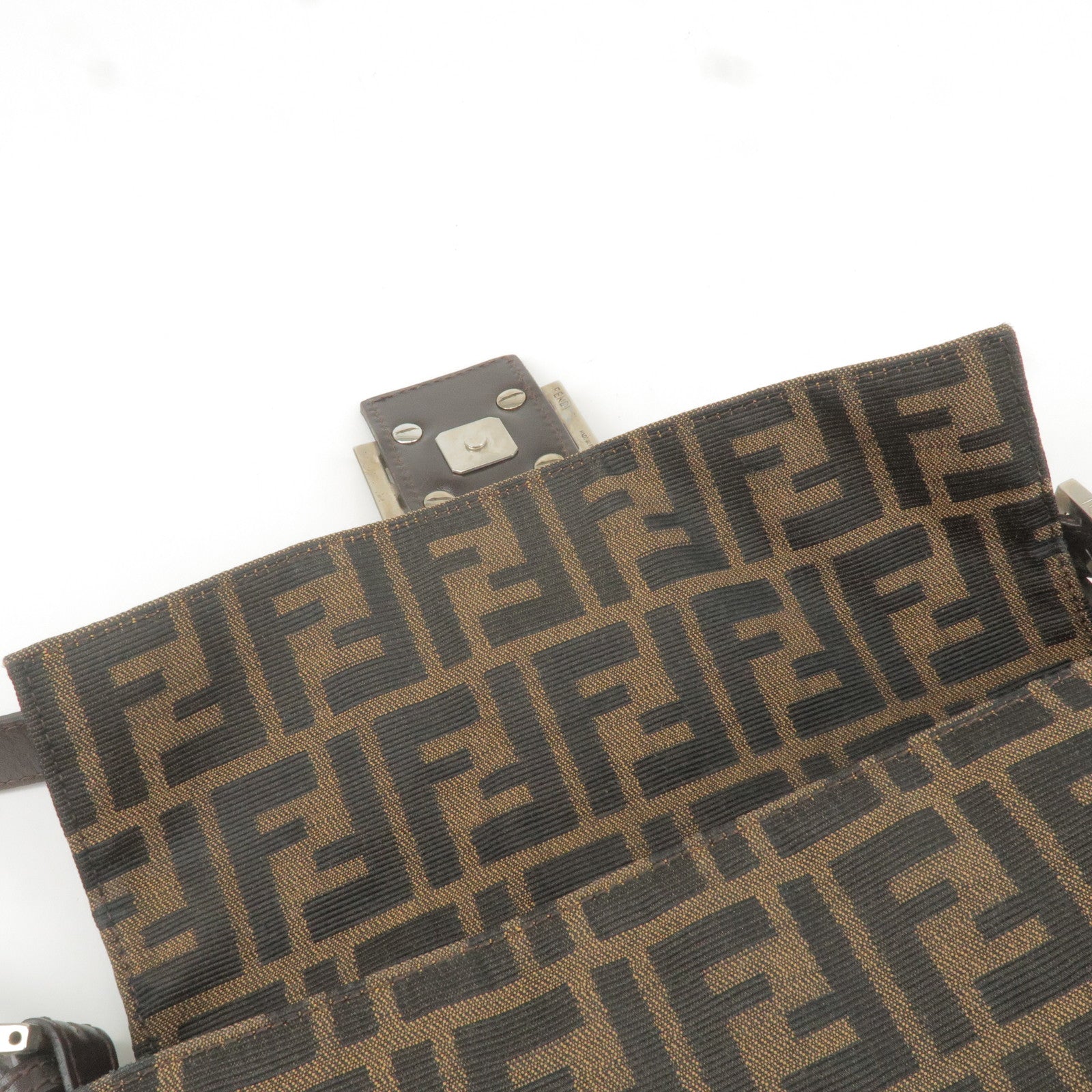 ) Authentic FENDI Zucca Pattern Wallet Purse Canvas Leather