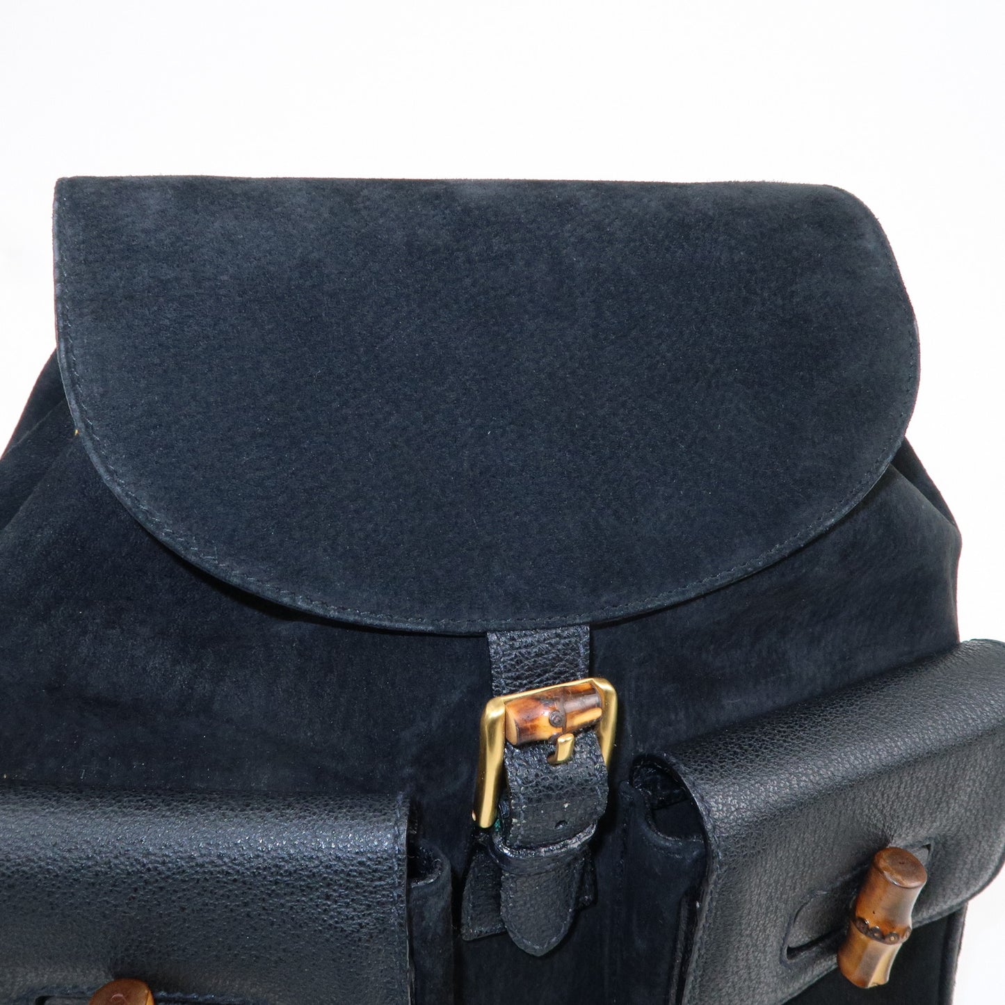 GUCCI Bamboo Suede Leather Back Pack Black 003.2058.0016