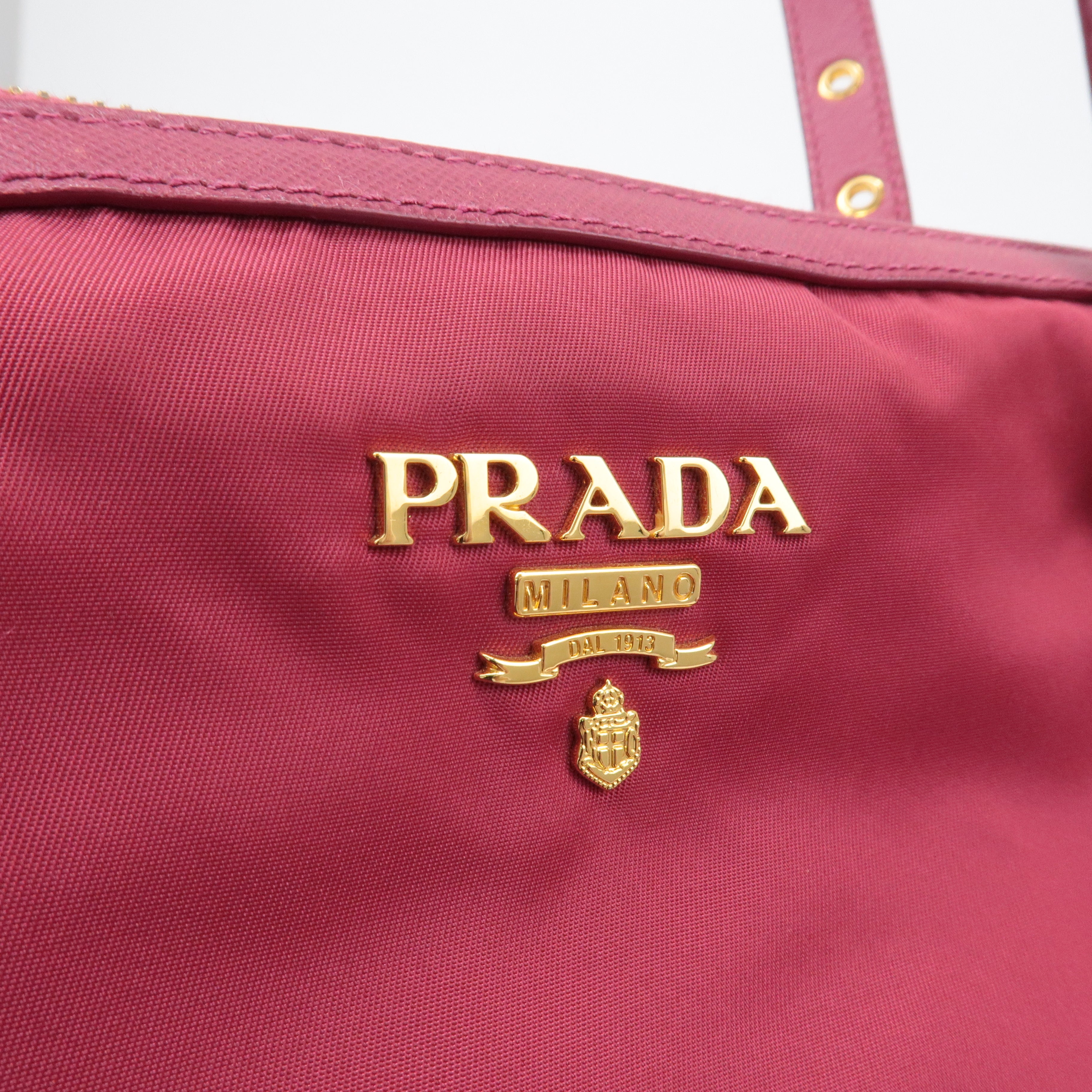 PRADA Logo Nylon Leather 2Way Bag Tote Bag Pink BR4253 dct