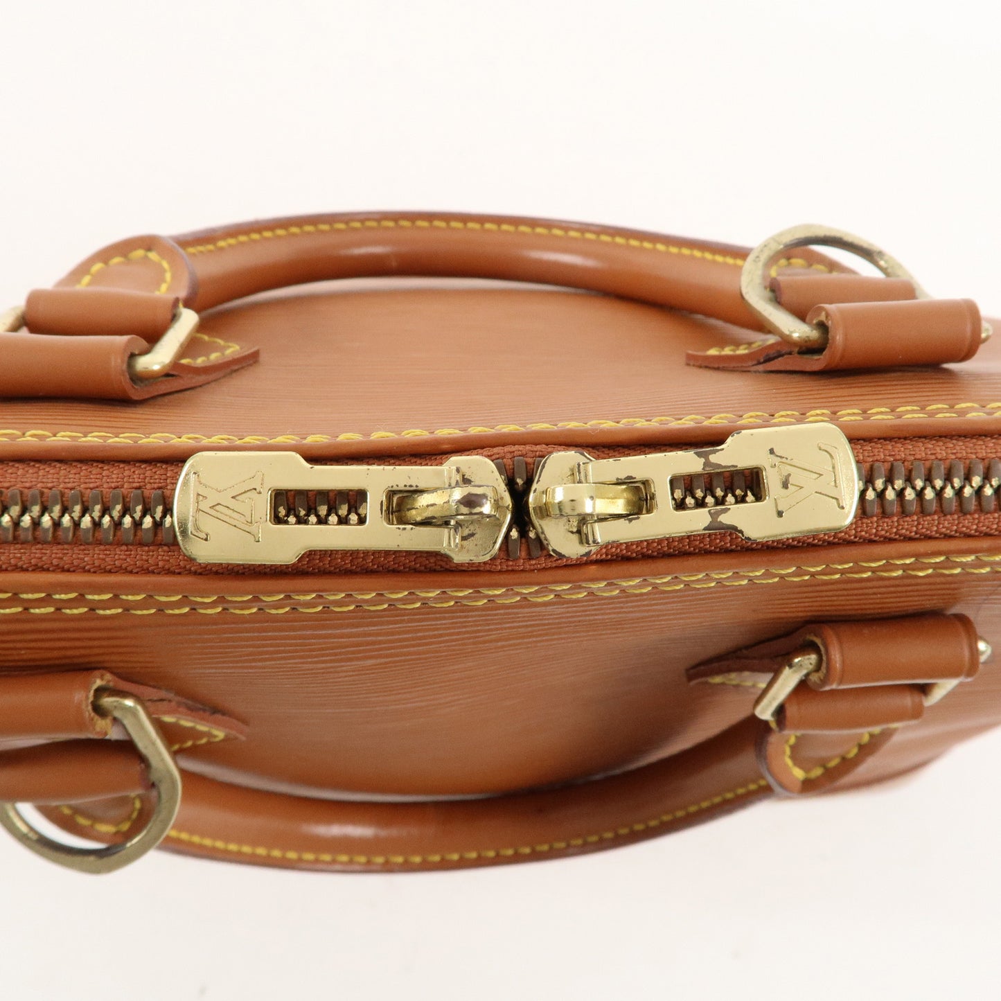 Louis Vuitton Epi Leather Alma Hand Bag Zipang Gold M52148