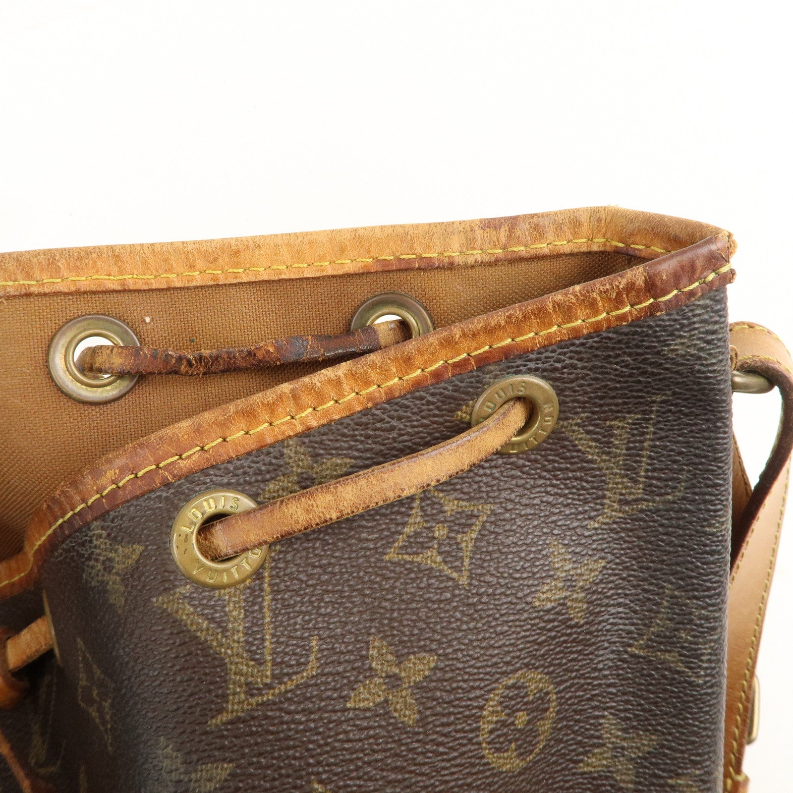 Louis+Vuitton+Petite+Noe+Bucket+%26+Drawstring+Bag+Brown+Canvas