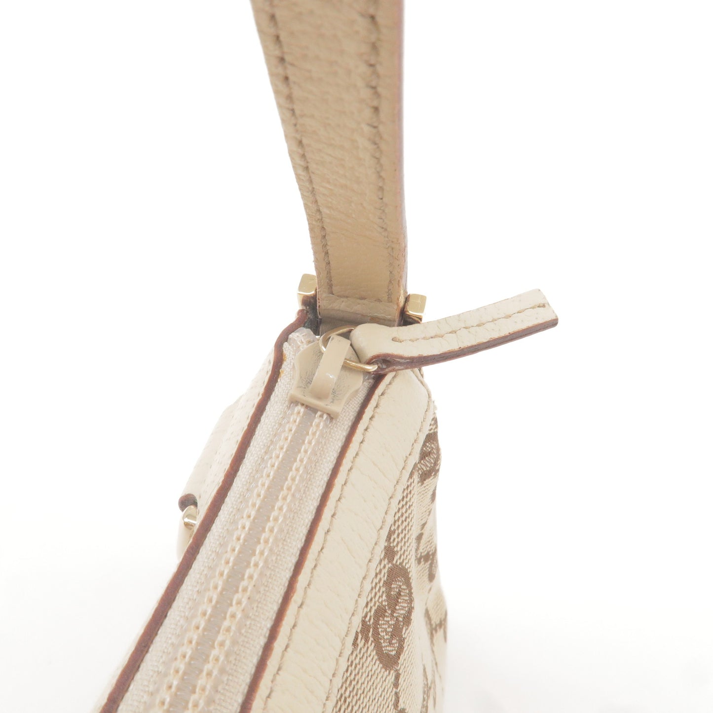 GUCCI Abbey GG Canvas Leather Bag Pouch Beige White 145750