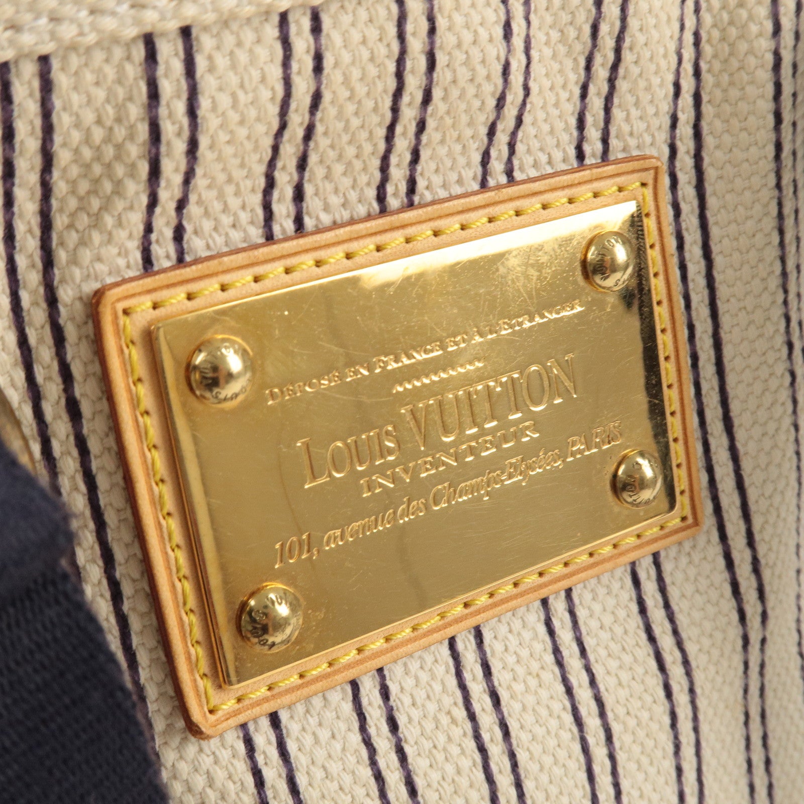 Louis Vuitton Navy Striped Canvas Antigua Cabas PM Bag - Yoogi's Closet