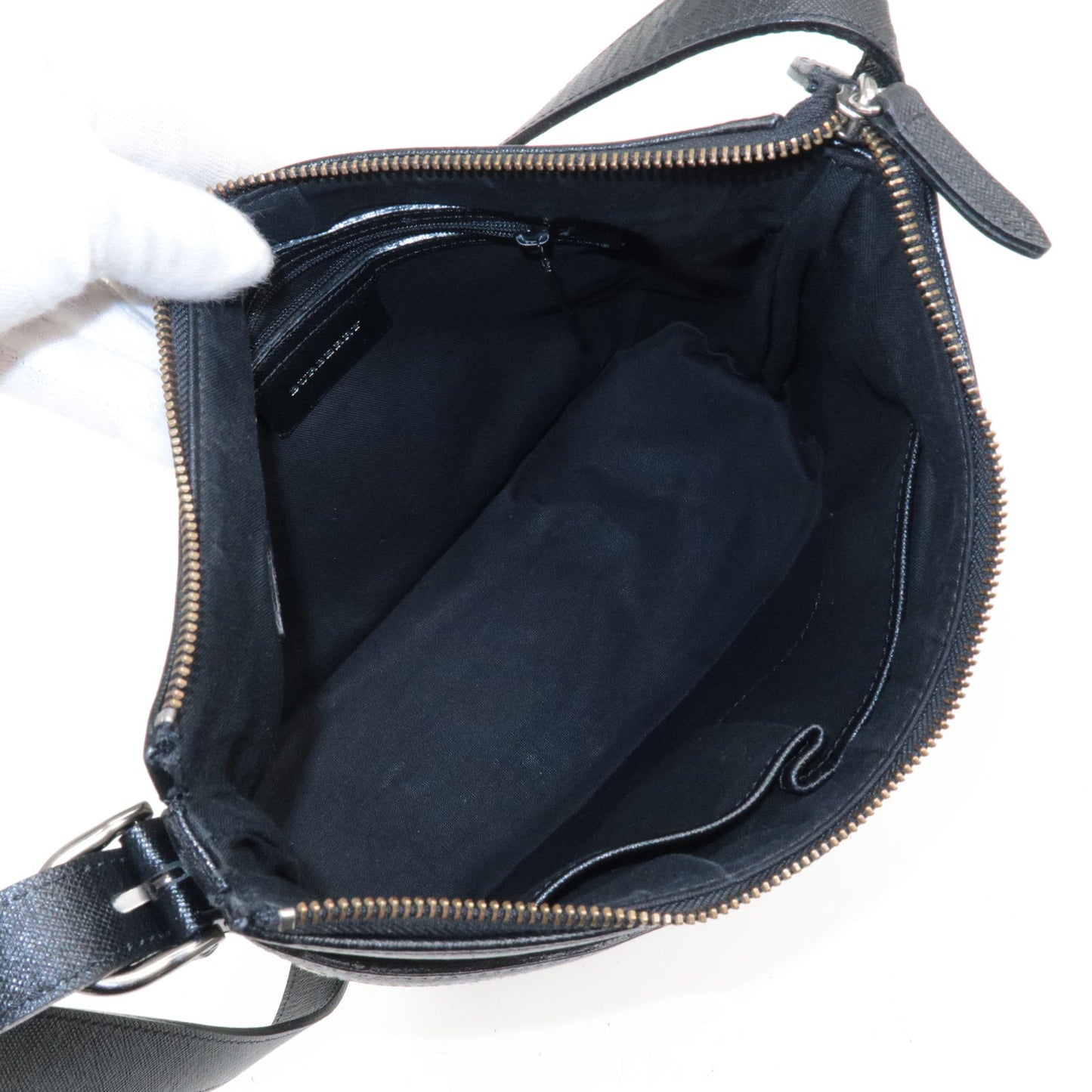 BURBERRY Nova Plaid Canvas Leather Shoulder Bag Beige Black