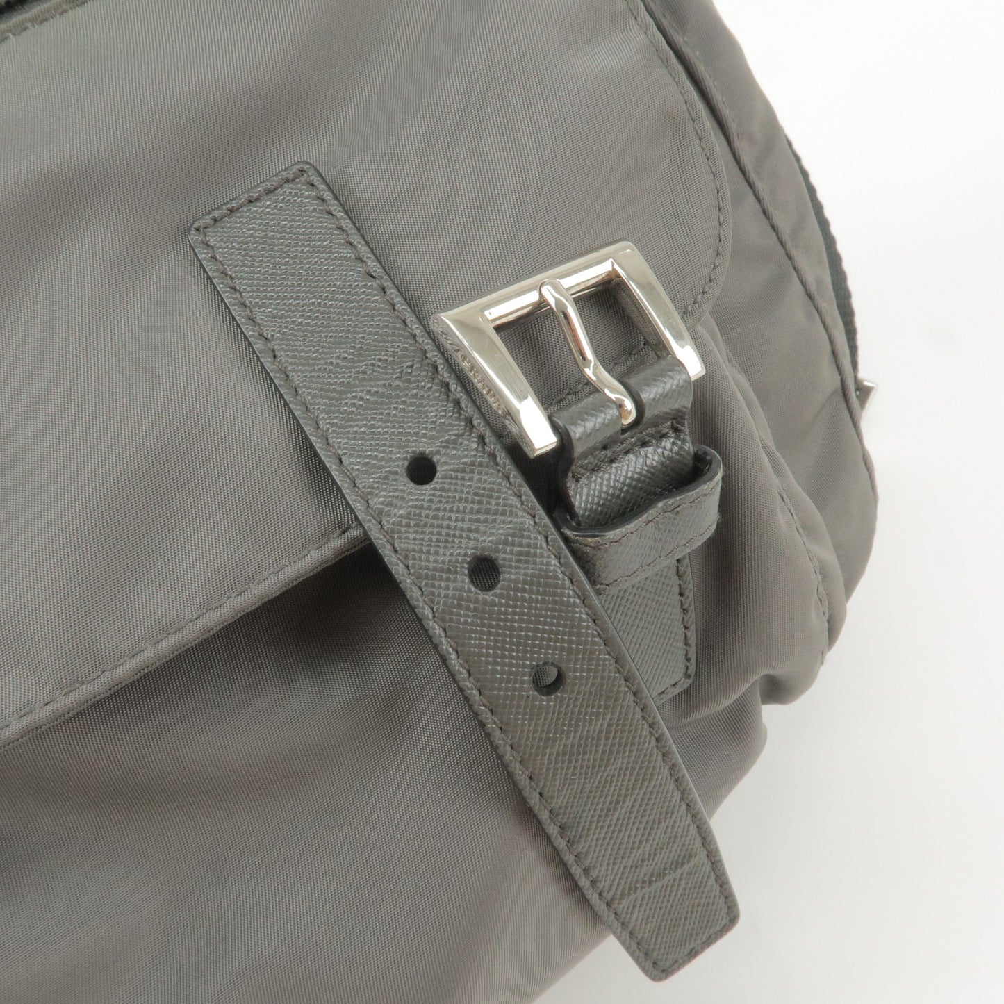 PRADA Logo Nylon Leather Shoulder Bag Crossbody Bag Gray