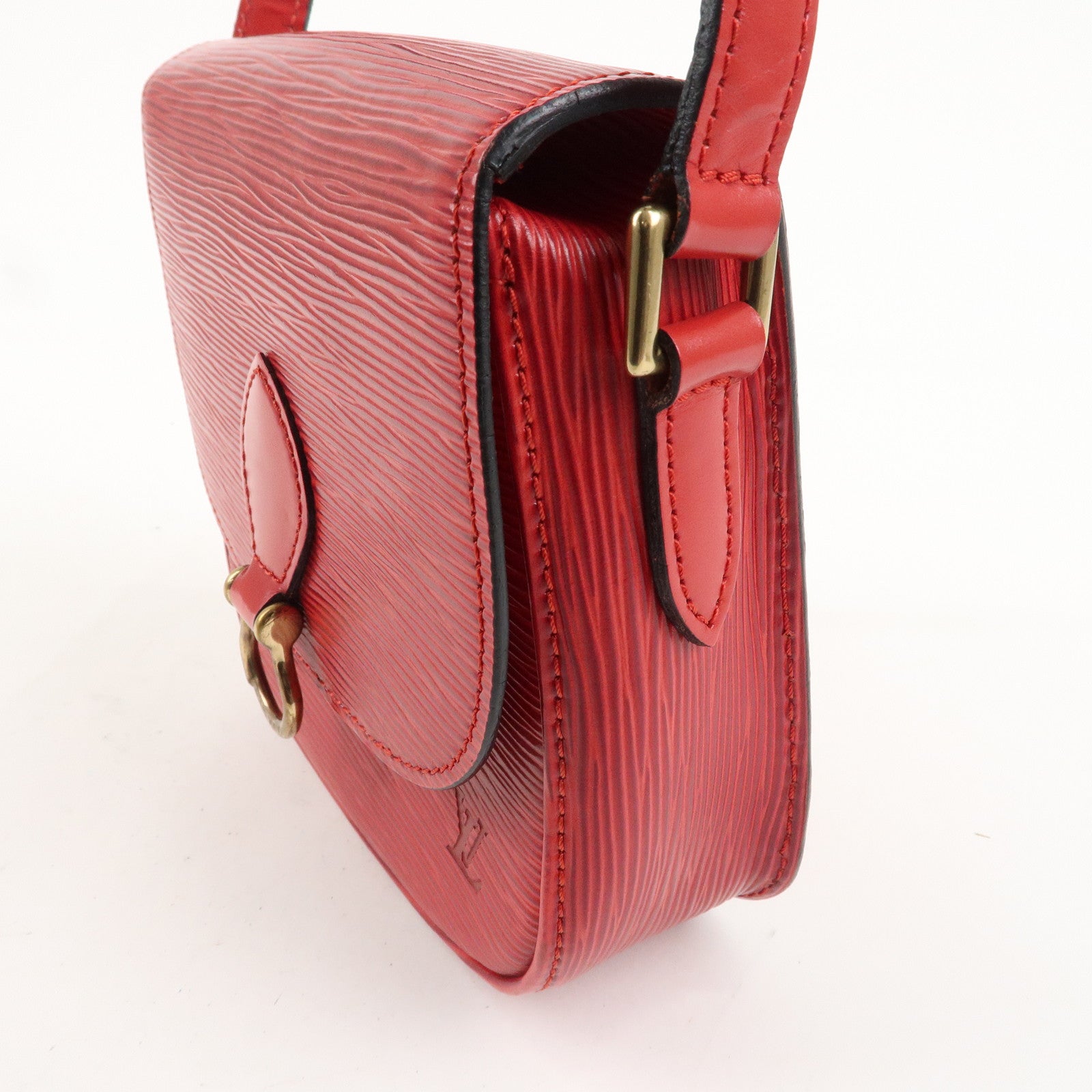 Authentic Louis Vuitton Red EPI Leather Saint Cloud Shoulder Bag Handbag