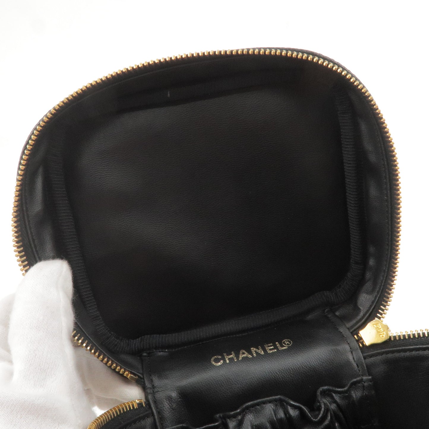 CHANEL Caviar Skin Vanity Bag Hand Bag Cosmetic Bag Black A01998