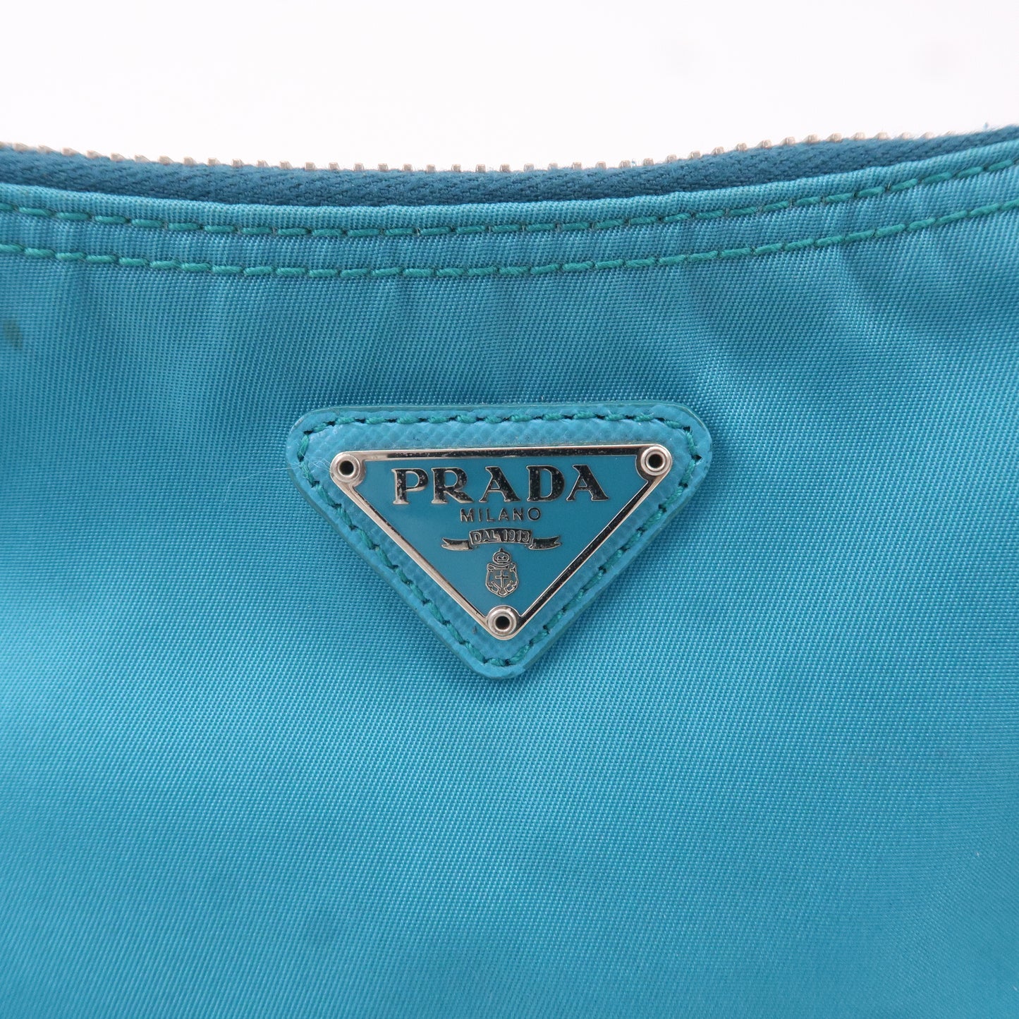PRADA Nylon Leather Shoulder Bag Pouch Turquoise blue 1N1413