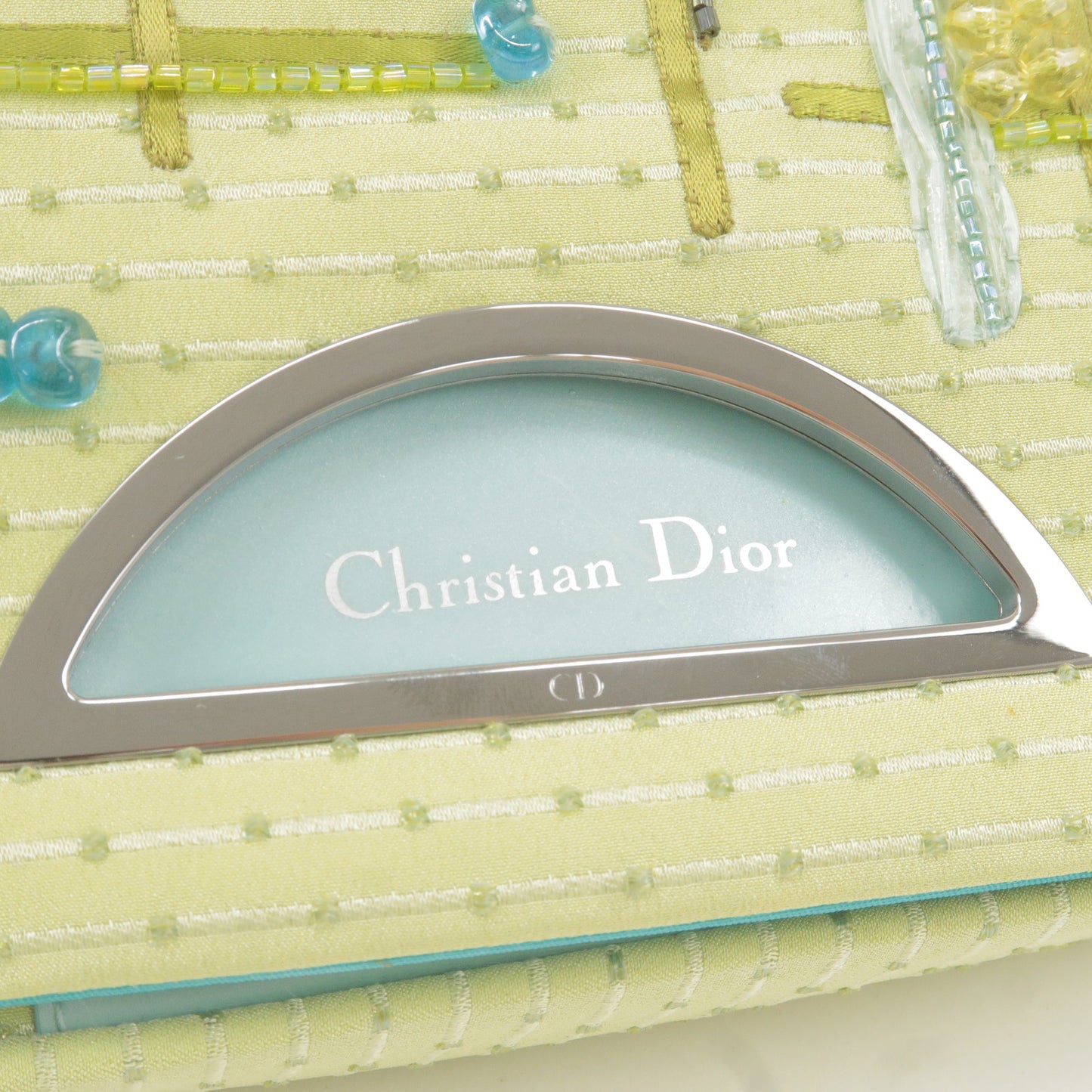 Christian Dior Maris Pearl Nylon Enamel Embroidery Shoulder Bag