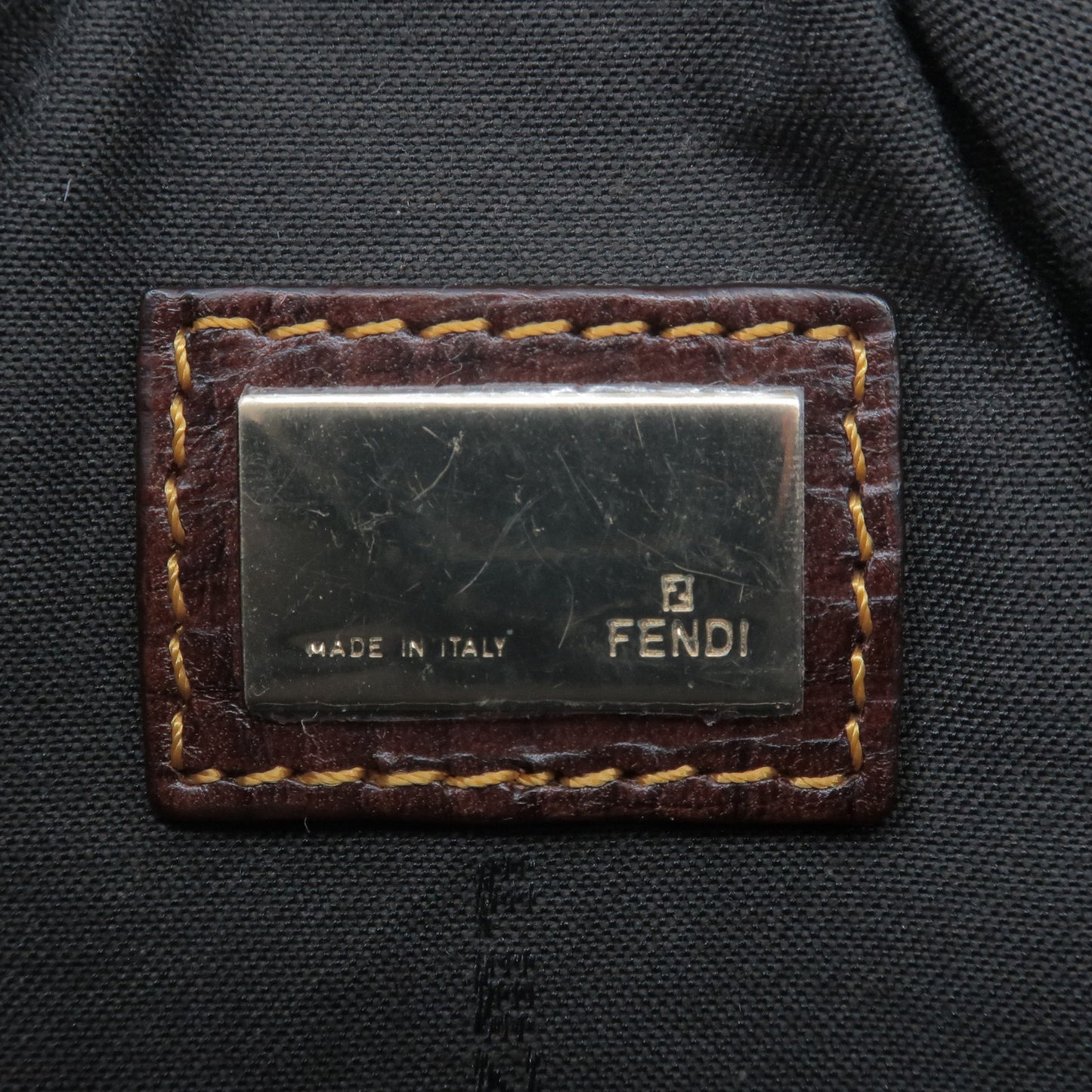FENDI Zucchino Print PVC Leather Pouch Hand Bag Beige Brown 8BR566
