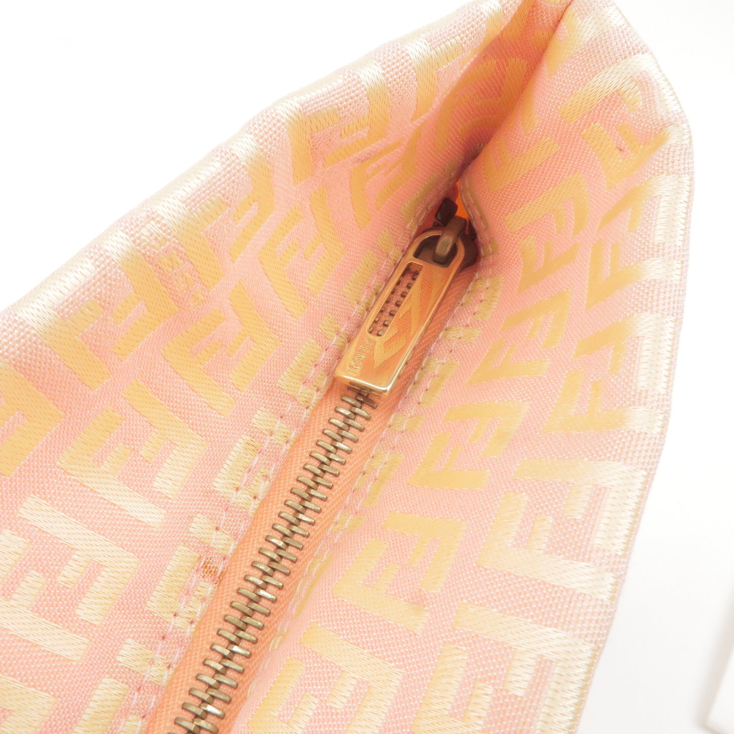 FENDI Zucchino Canvas Leather Tote Bag Pink Yellow 8BH026