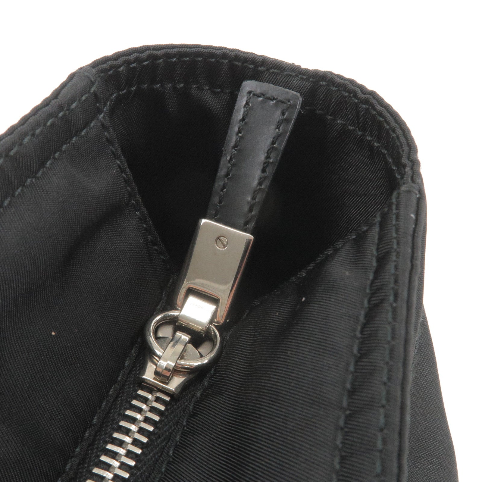 PRADA-Logo-Nylon-Leather-Tote-Bag-Hand-Bag-NERO-Black – dct