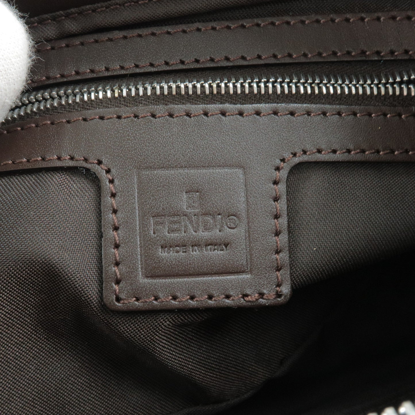 FENDI Zucca Canvas Leather Shoulder Bag Khaki Black 267670