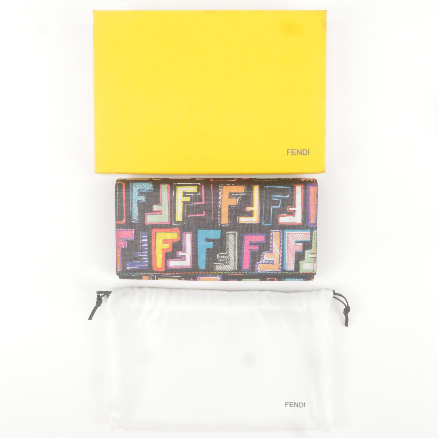 FENDI Zucca Print PVC Bi Fold Long Wallet Multicolor 8M0000