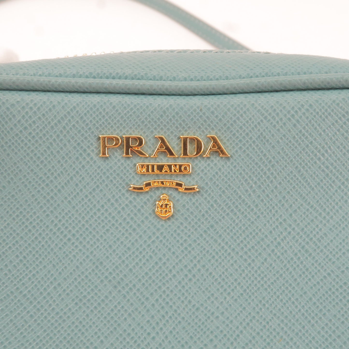 PRADA Vitello Daino Leather Shoulder Bag Purse Light Blue 1BC073