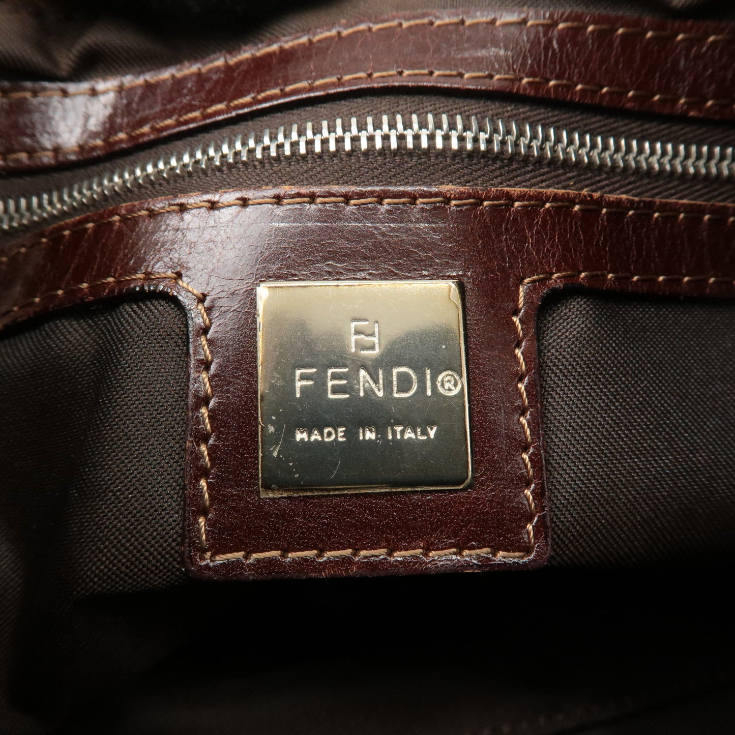 FENDI Corduroy Shoulder Bag Hand Bag Brown 26569