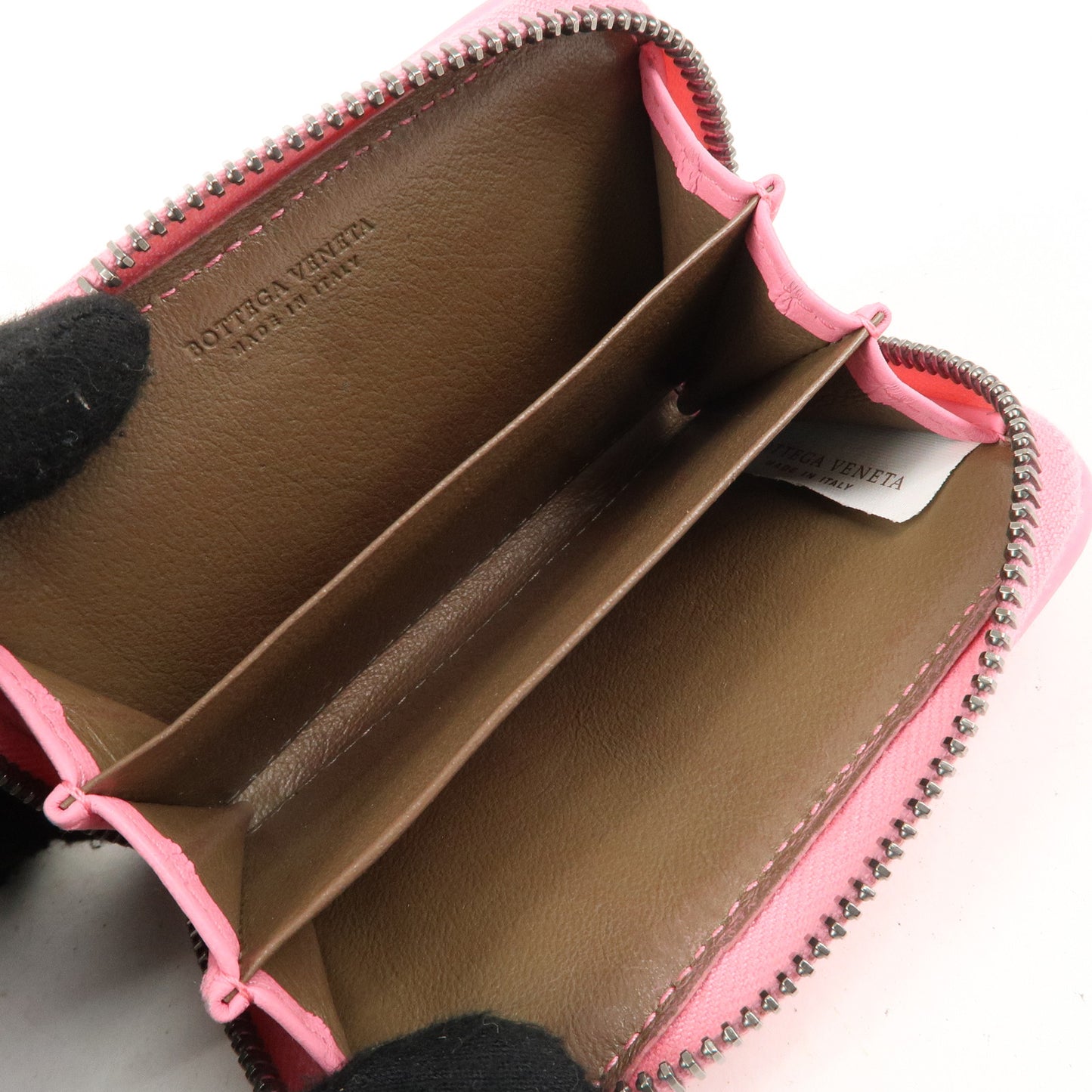 BOTTEGA VENETA Intrecciato Leather Round Zippy Coin Case Pink