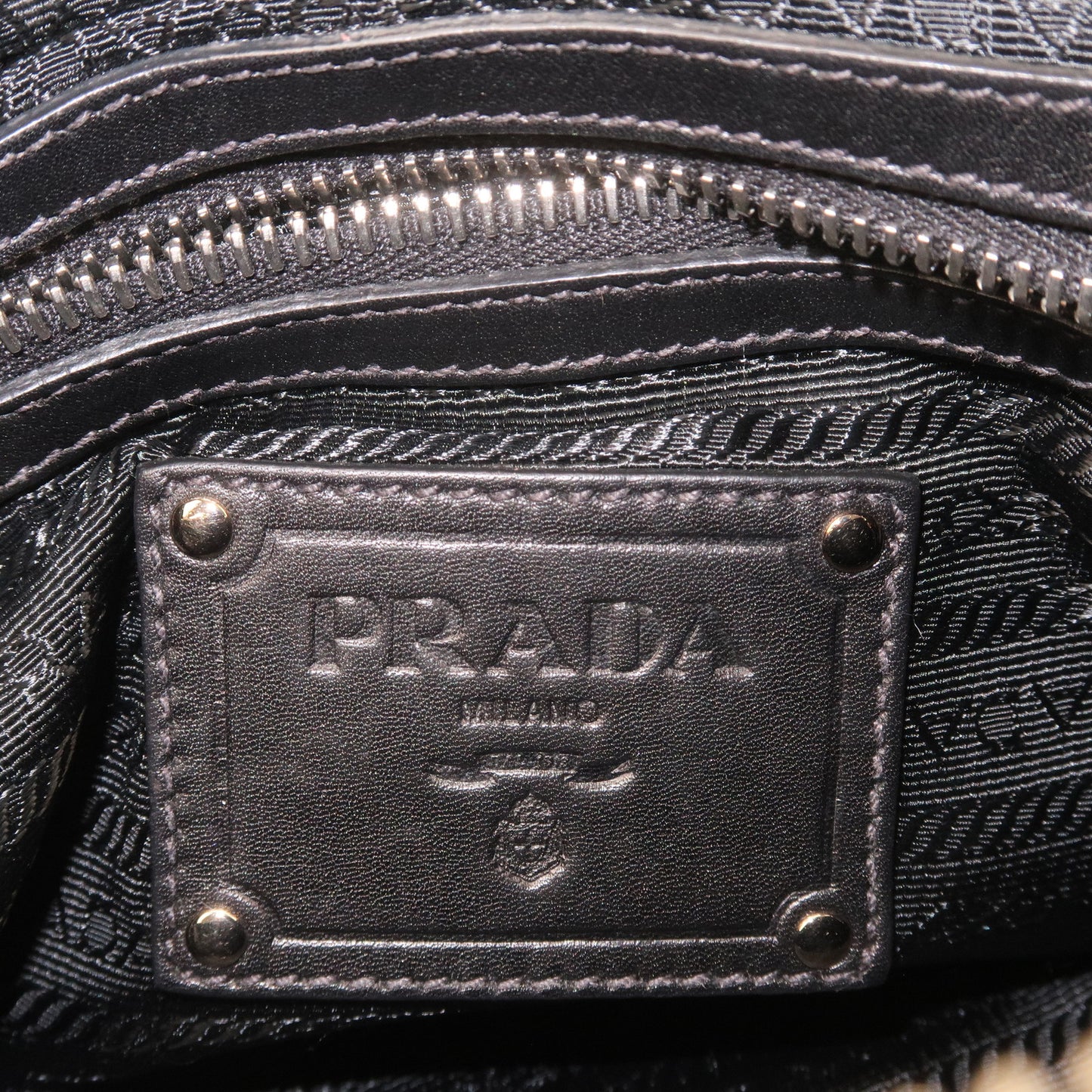 PRADA Logo Leather Shoulder Bag Hand Bag Black BR3795