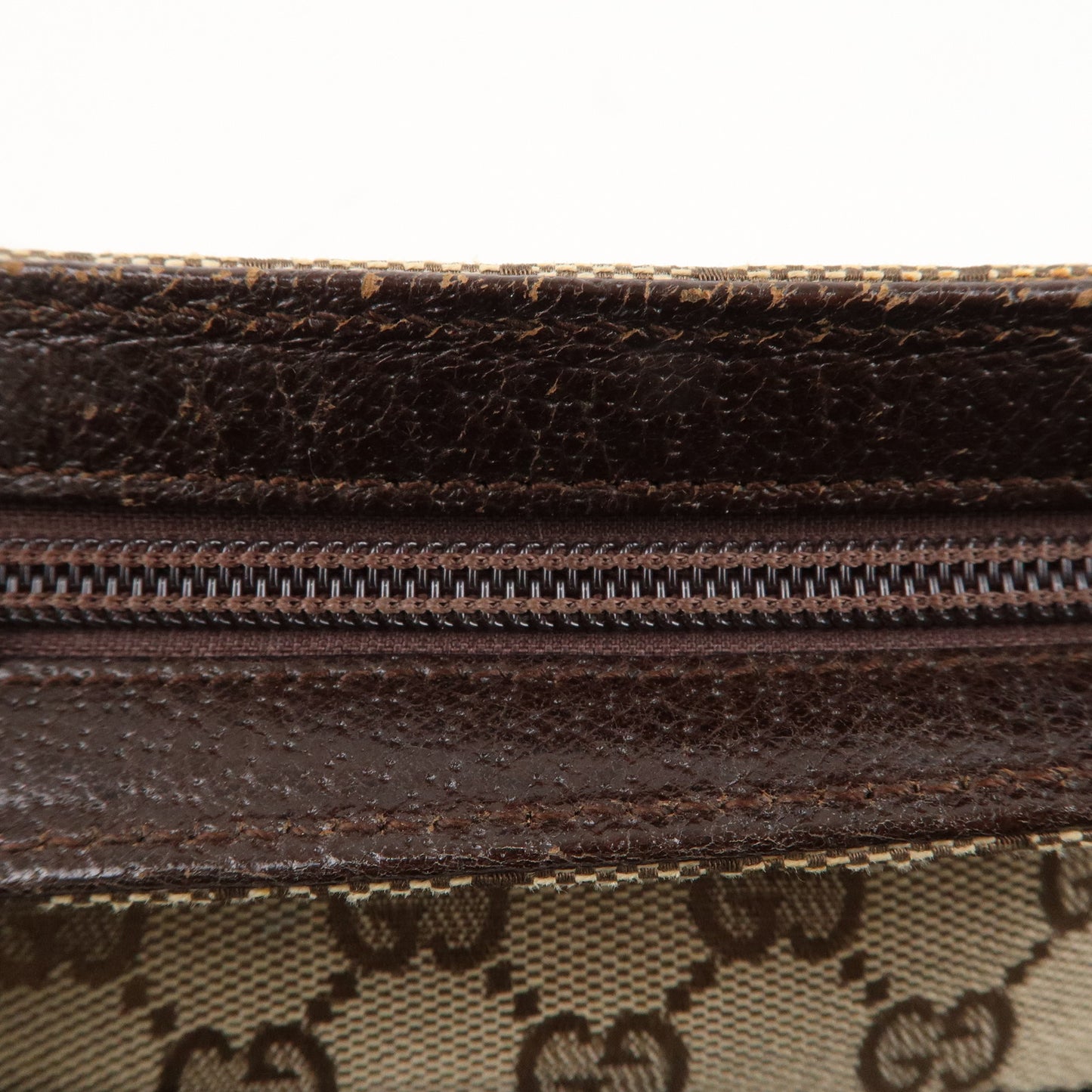 GUCCI GG Canvas Leather Mini Handbag Pouch Beige Brown 106644