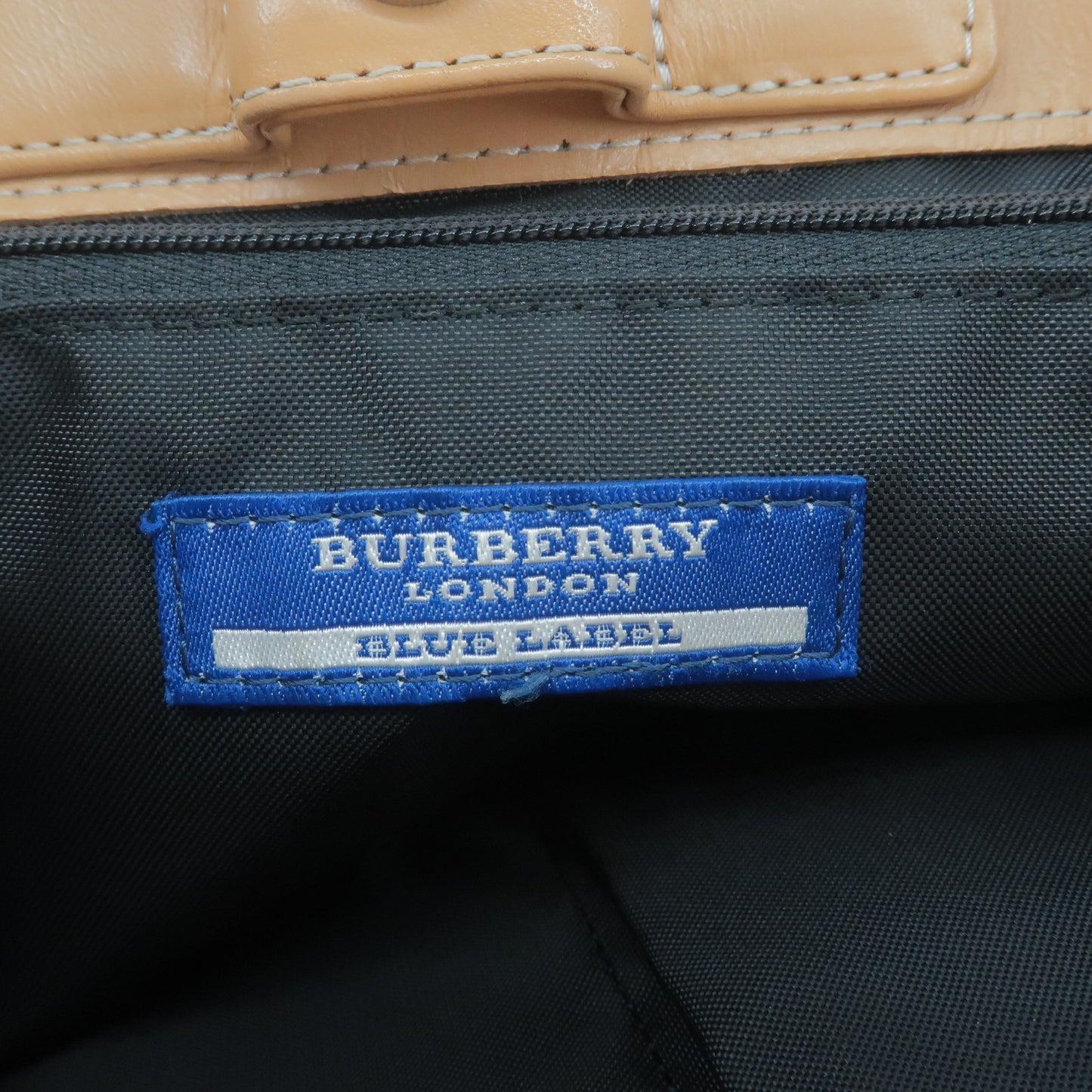 BURBERRY Blue Label Canvas Leather Nova Plaid Tote Bag Blue Beige