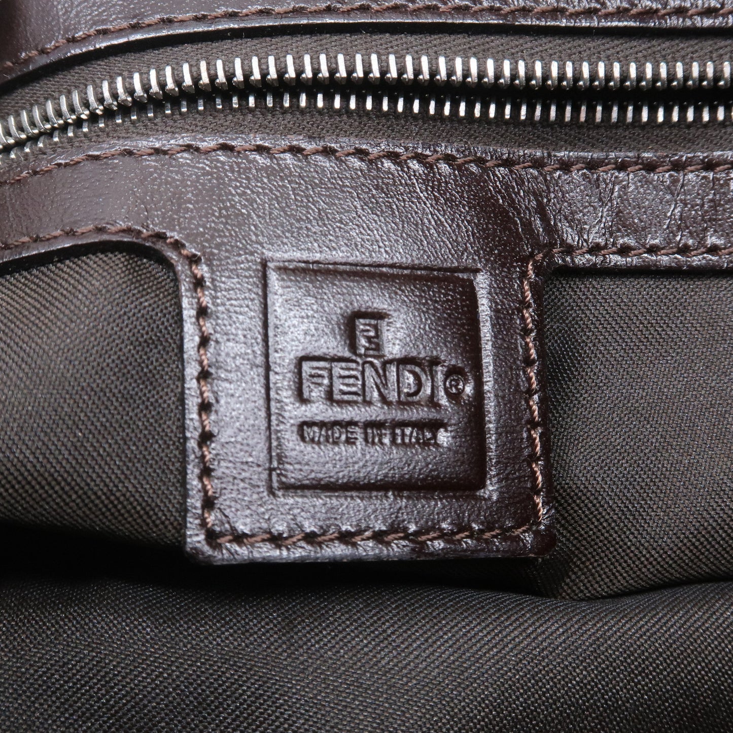 FENDI Zucca Canvas Leather Shoulder Bag Khaki Black Brown 26566