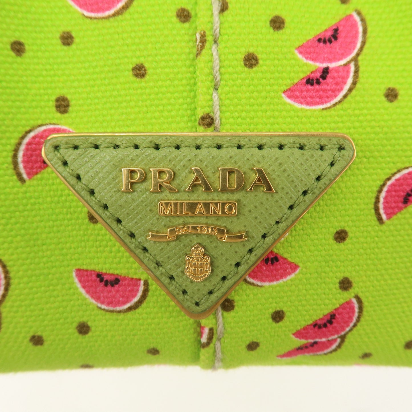 PRADA Logo Canapa Mini Canvas 2Way Shoulder Bag Watermelon 1BG439