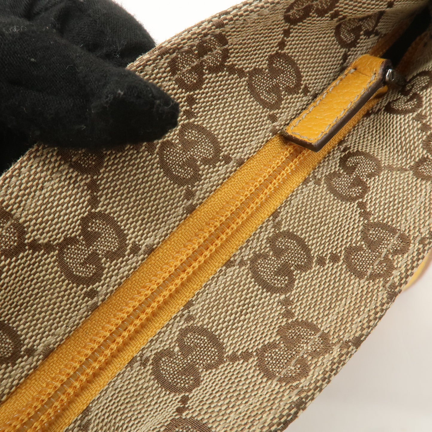 GUCCI Sherry Line GG Canvas Leather Shoulder Bag Beige 146309