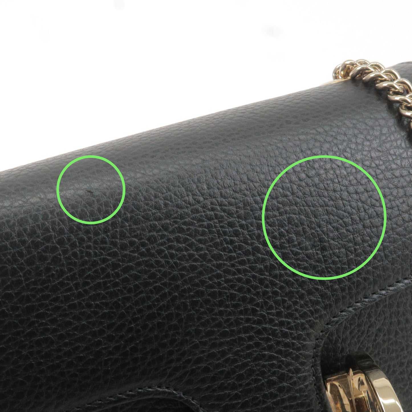 GUCCI Interlocking G Leather Chain Shoulder Bag Black 510304