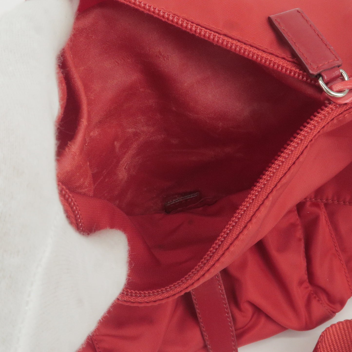 PRADA Logo Nylon Leather Shoulder Bag Rosso Red BT8994