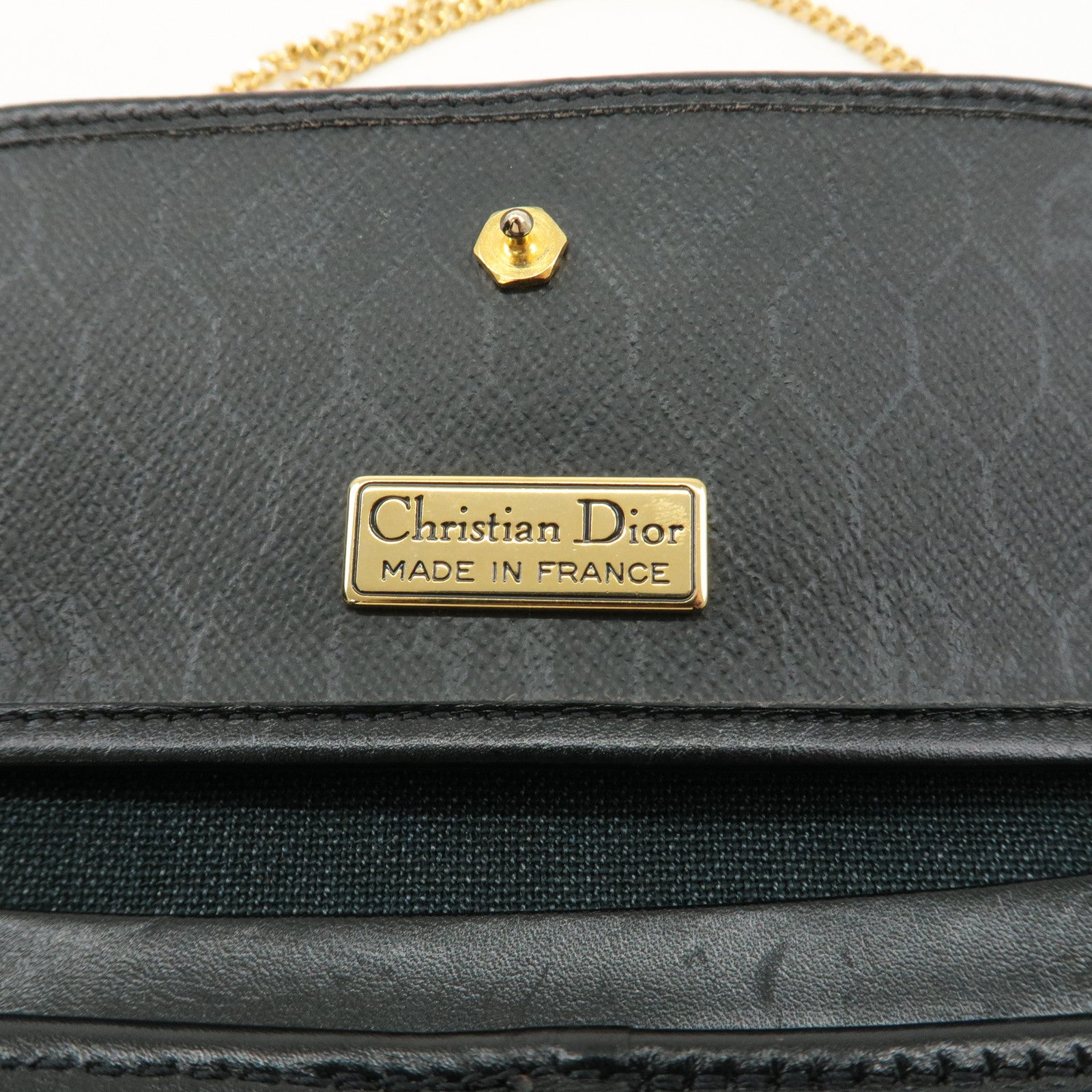 Christian Dior Honeycomb PVC Leather Chain Shoulder Bag Black