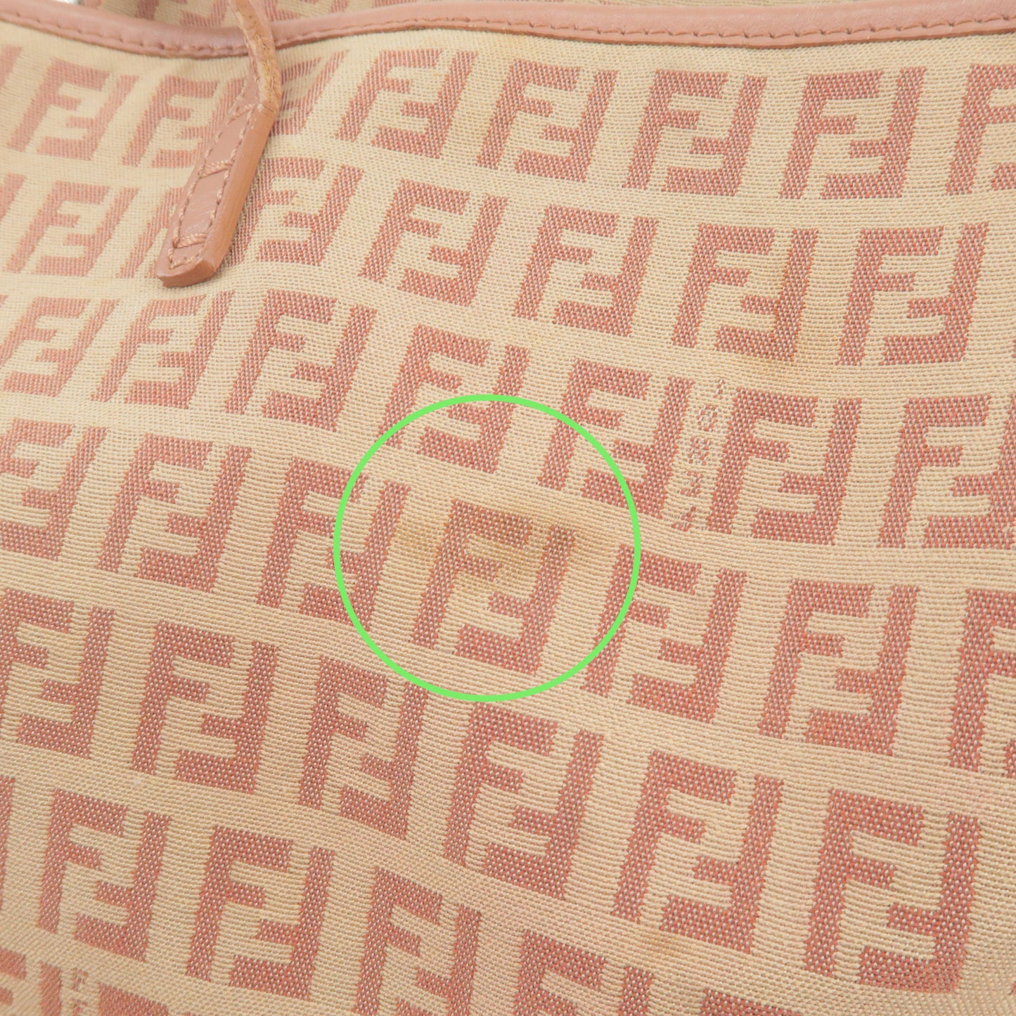 FENDI Zucchino Canvas Leather Tote Bag Pink Beige 8BH104