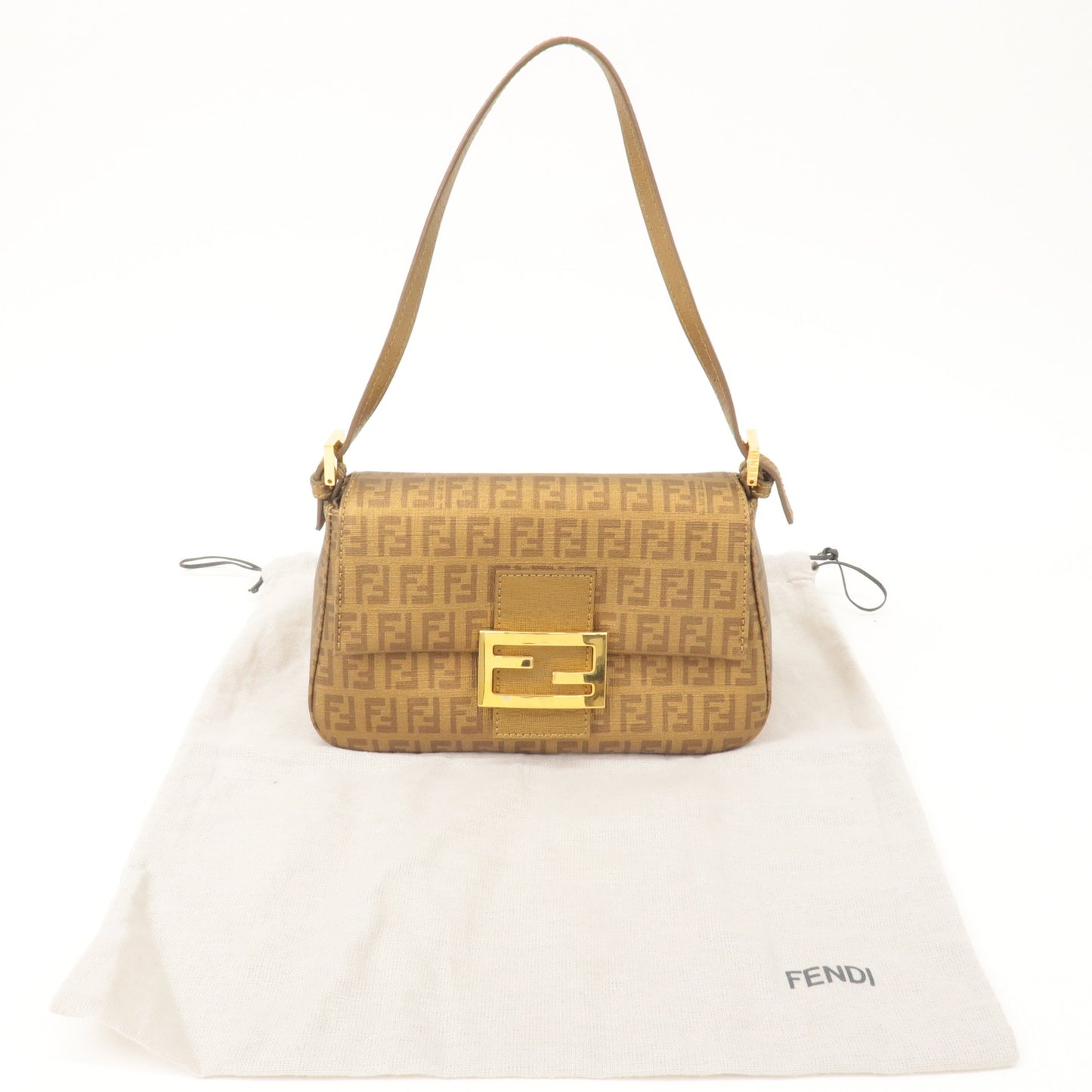 FENDI Zucchino Mamma Baguette PVC Leather Shoulder Bag 8BR180