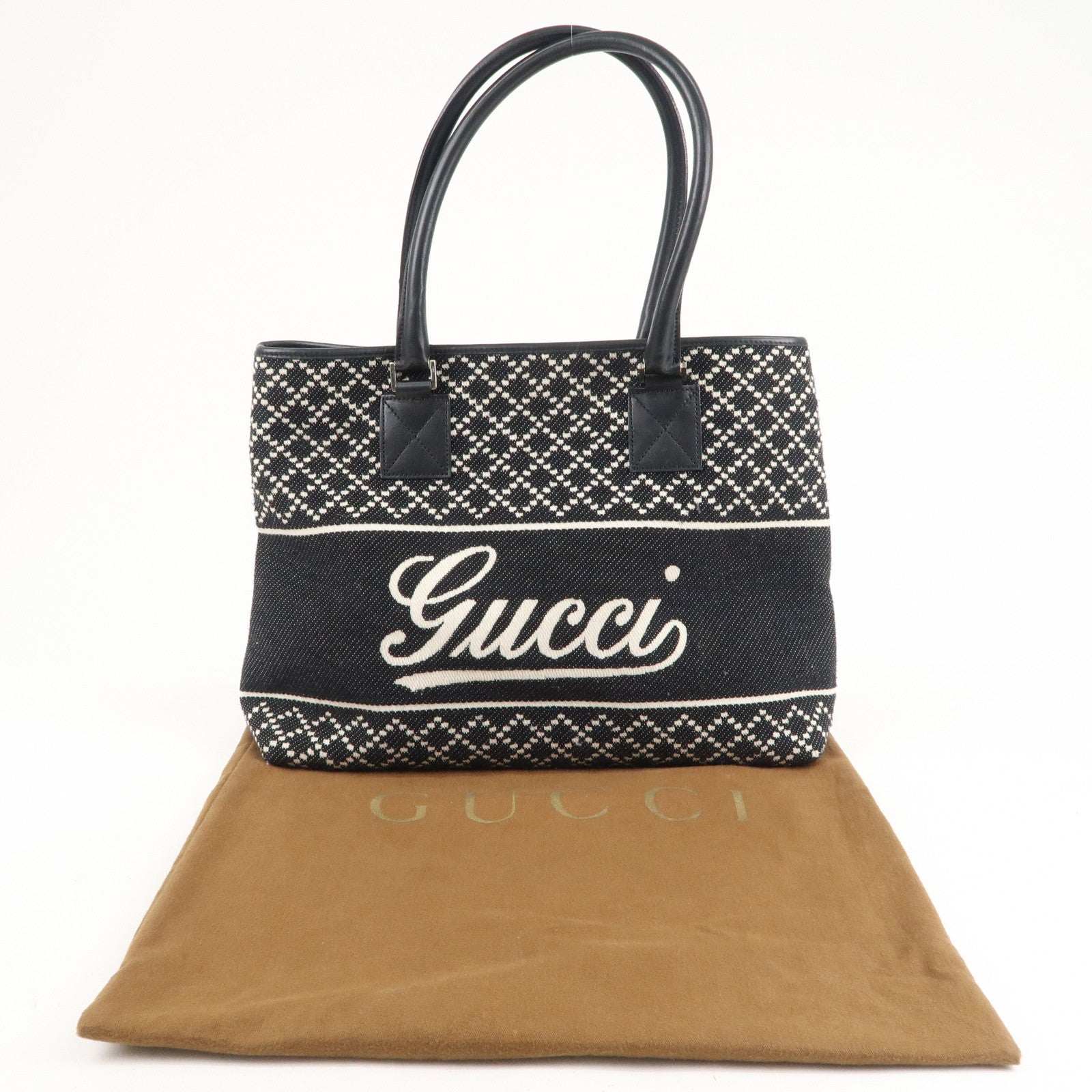 Gucci Beige/Black Diamante Canvas and Leather Medium Sukey Tote