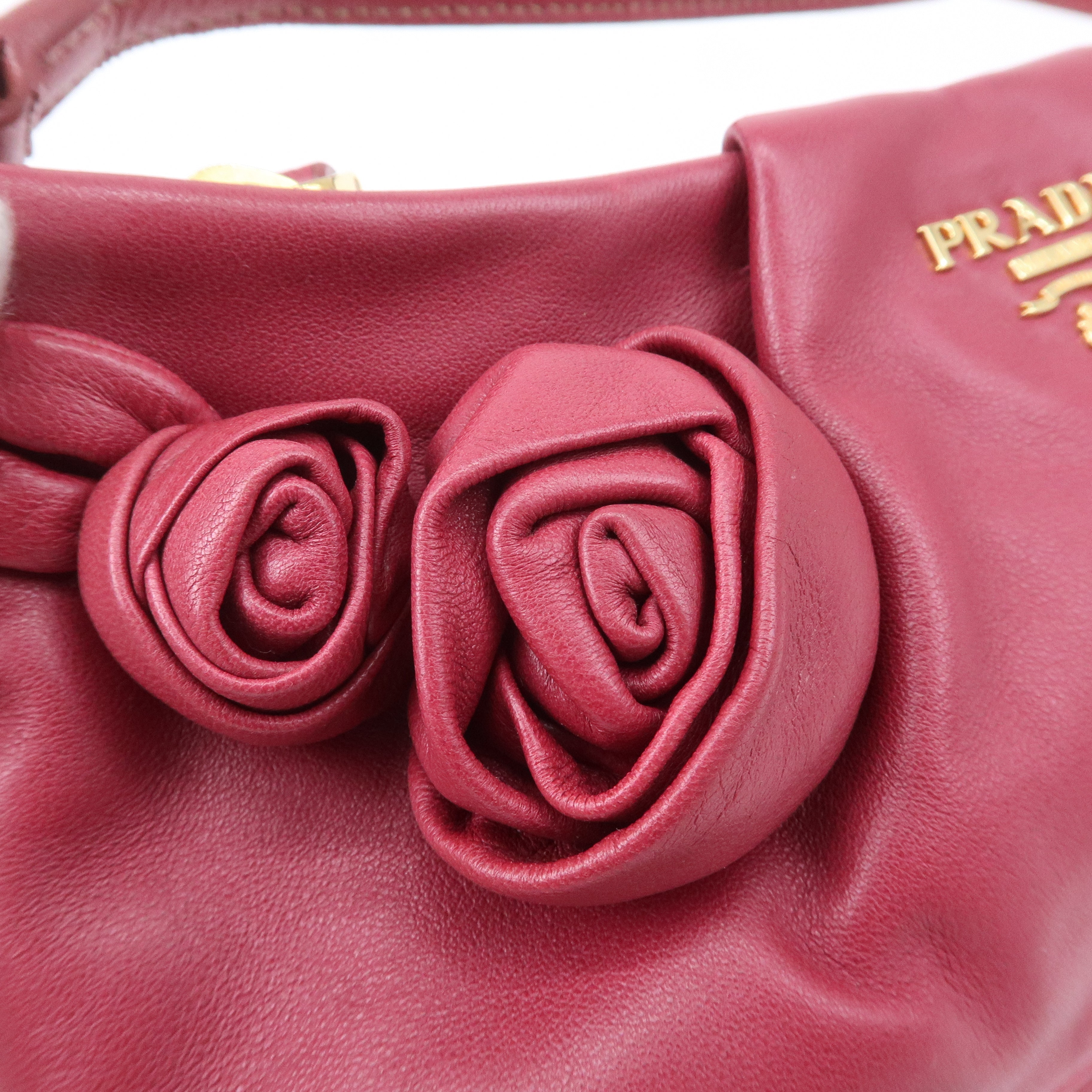PRADA-Leather-Rose-Corsage-Hand-Bag-Pouch-Pink-1N1439 – dct
