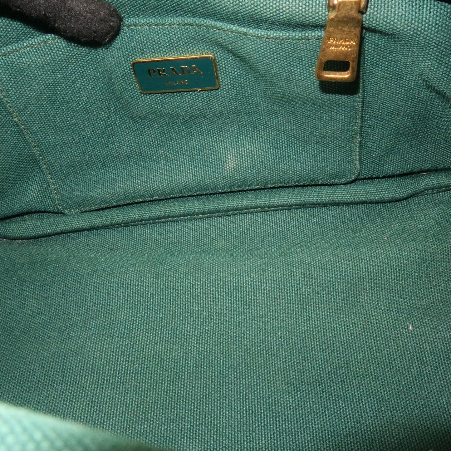 PRADA Canapa Mini Canvas 2Way Bag Hand Bag Turquoise Green BN2439