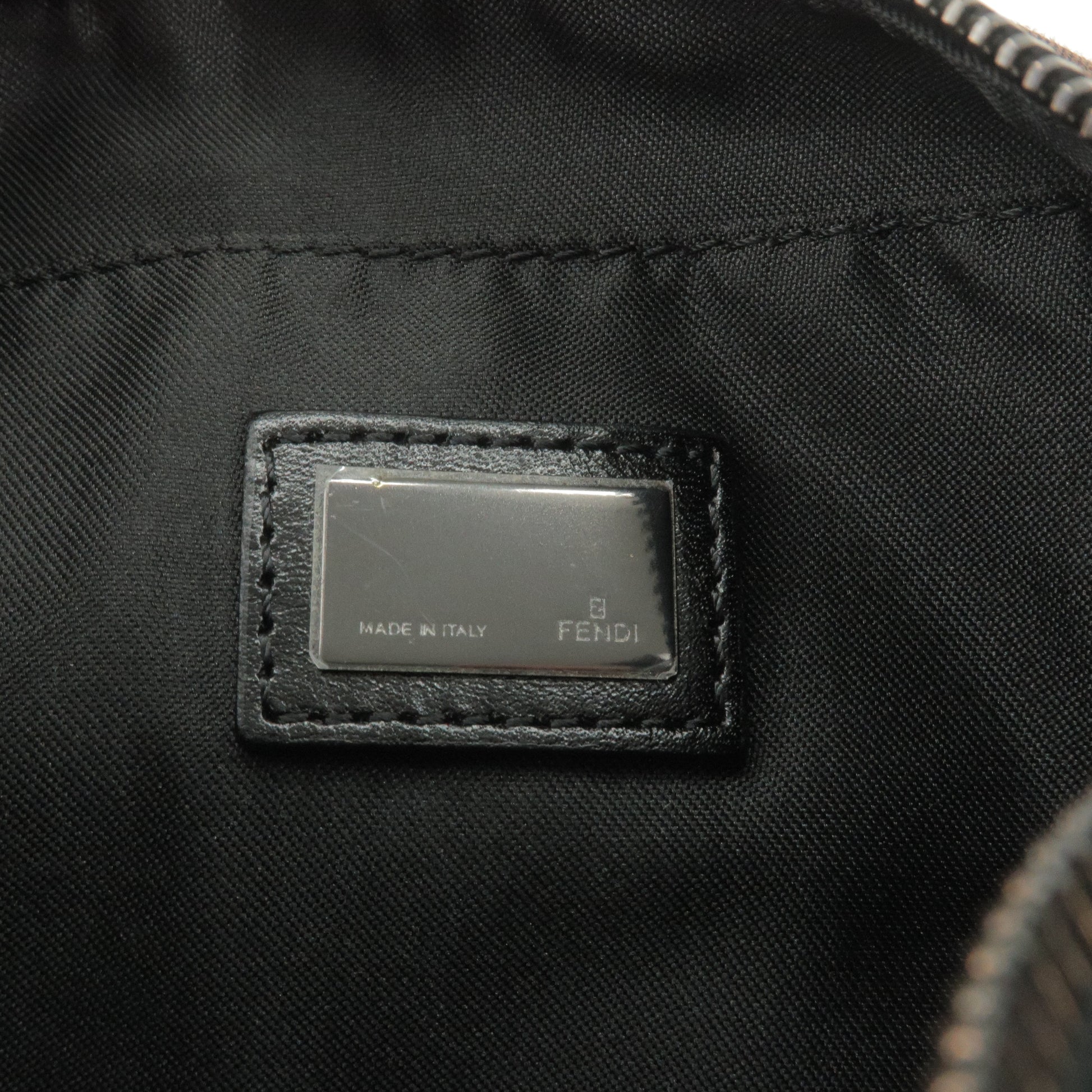 Fendi Black Leather Zip Pouch Fendi