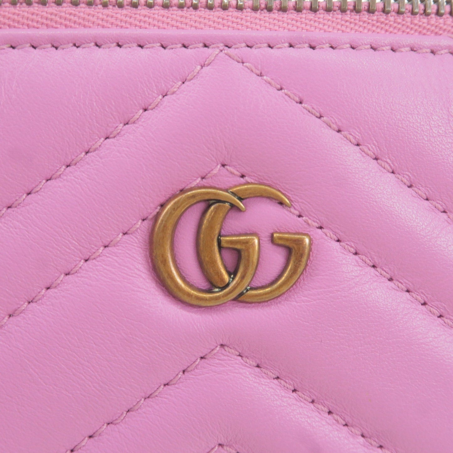 GUCCI GG Marmont Leather Chain Pouch Hand Bag Purse Pink 443129