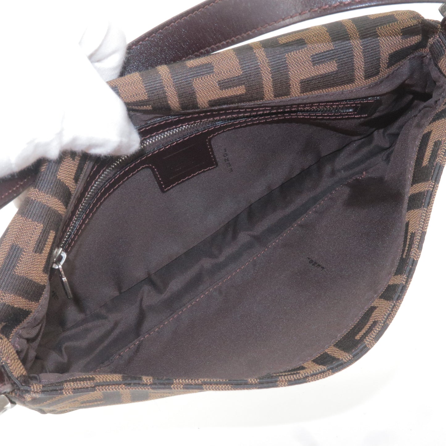 FENDI Zucca Canvas Leather Mamma Baguette Bag Khaki 26424