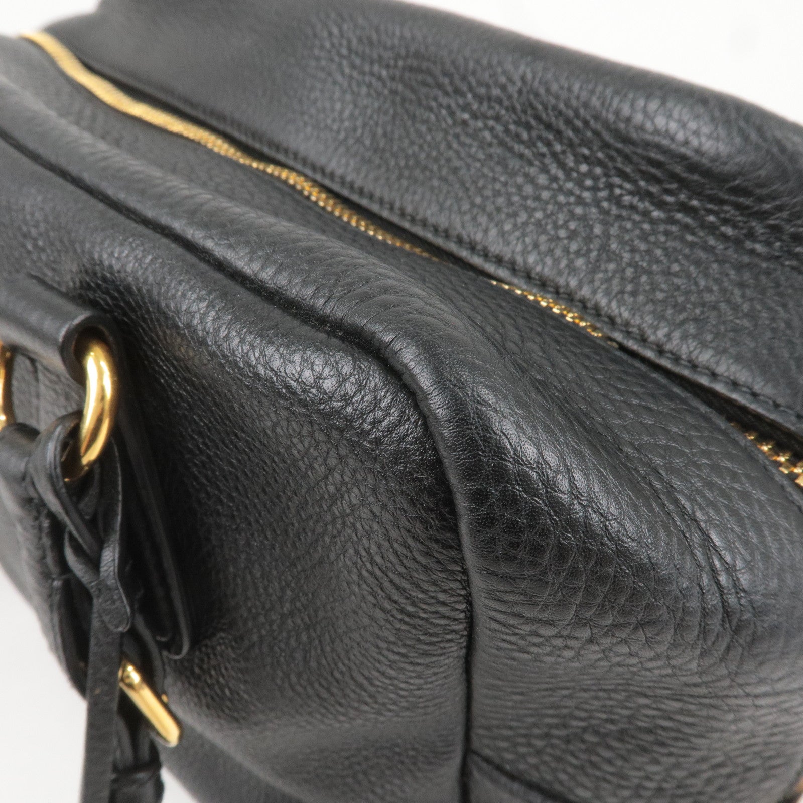 PRADA-Logo-Leather-Mini-Boston-Bag-Shoulder-Bag-Black-B3091M – dct