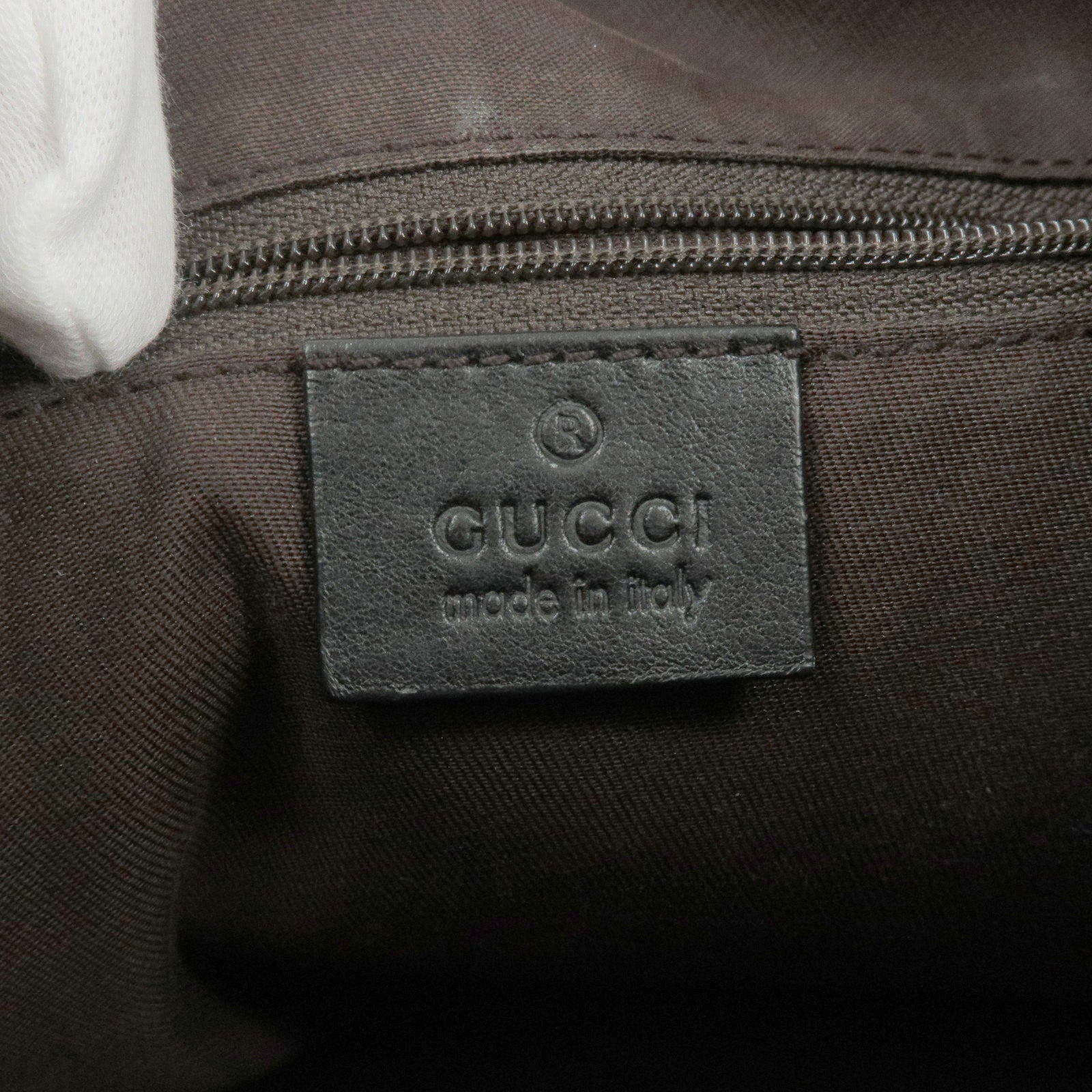 Beige Web-stripe leather jacket, Gucci