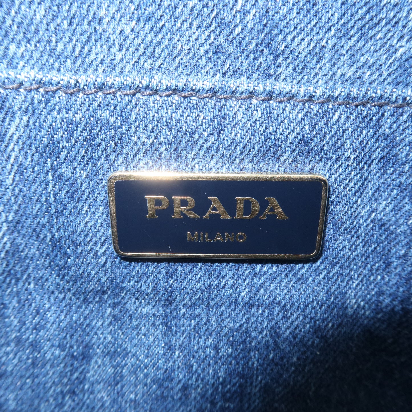 PRADA Logo Canapa Mini Canvas 2Way Hand Bag Denim Blue 1BG439