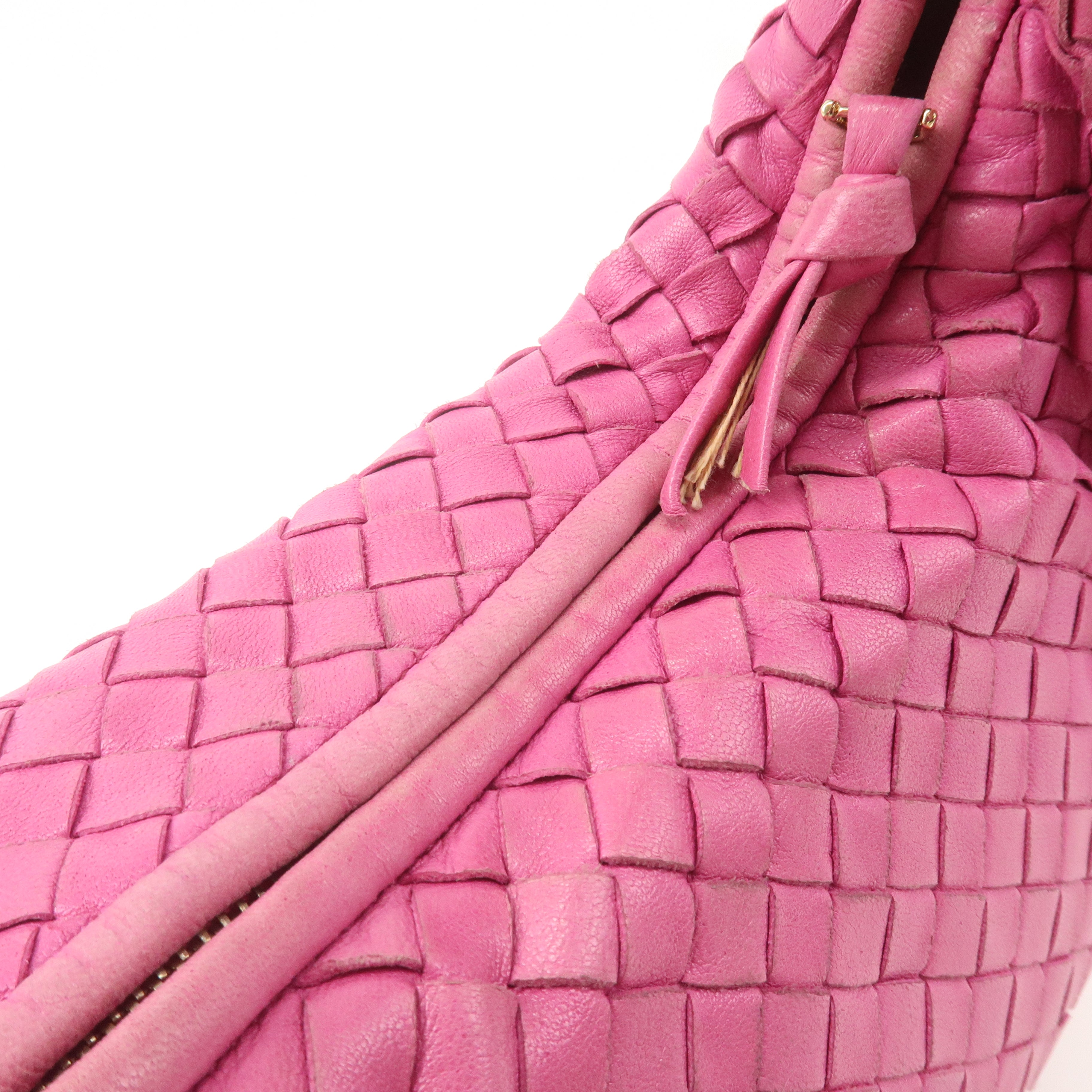 BOTTEGA VENETA Intrecciato Leather Hobo Shoulder Bag Pink 115653