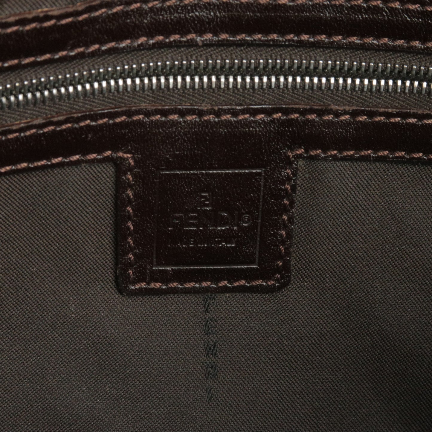 FENDI Zucca Canvas Leather Mamma Baguette Shoulder Bag Brown 26424