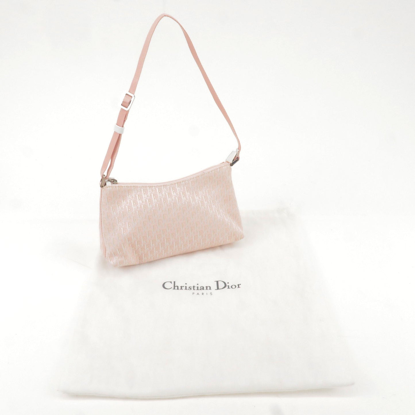 Christian Dior Trotter Canvas Leather Shoulder Bag Pink