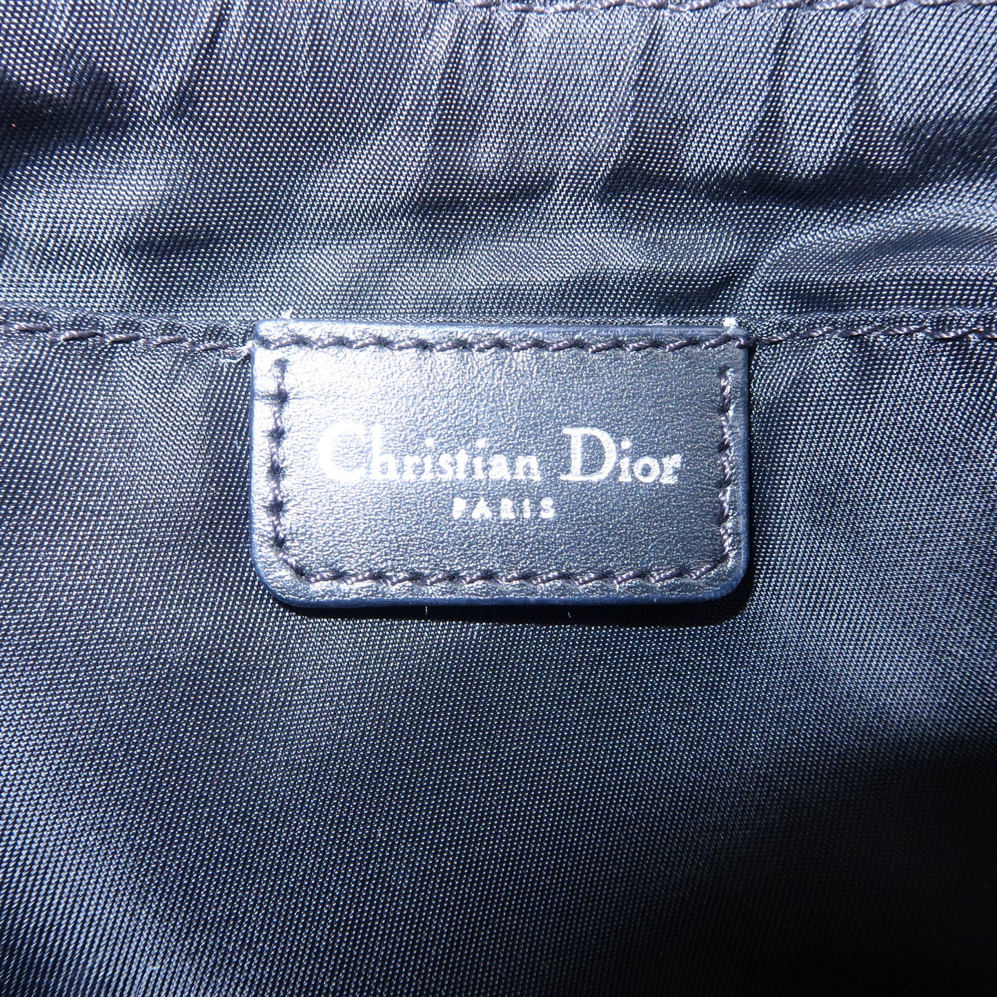 Christian Dior Trotter Canvas Leather Hand Bag Pouch Black